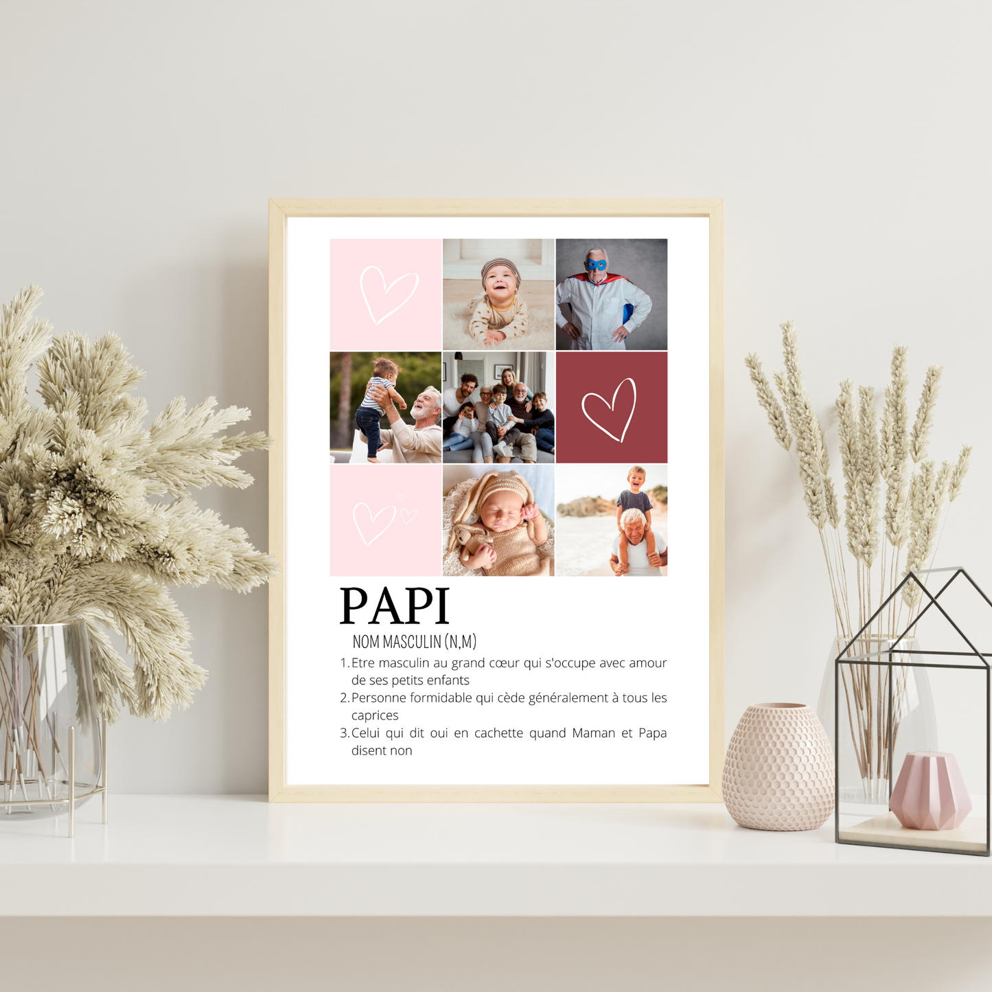 Affiche papi personnalisée photos - cadeau personnalisé papi par Le Temps des Paillettes - Le Temps des Paillettes