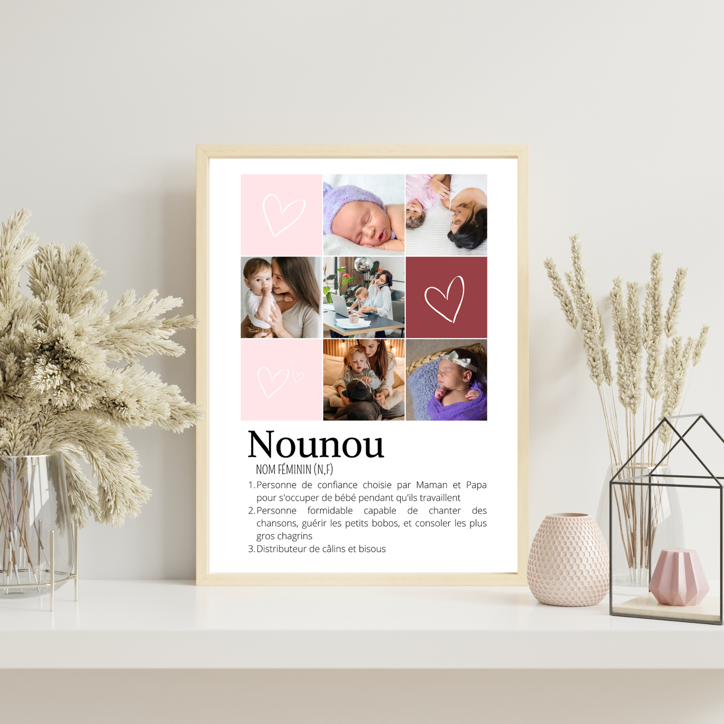 Affiche nounou personnalisée photos - cadeau personnalisée pour nounou par Le Temps des Paillettes - Le Temps des Paillettes