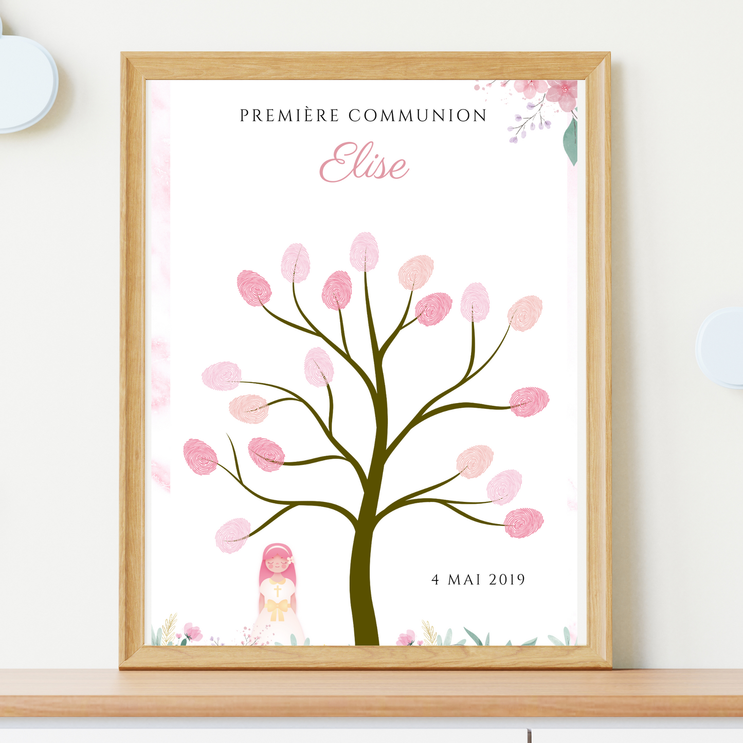 Arbre à empreintes première communion - Déco confirmation personnalisé par le Temps des Paillettes - Le Temps des Paillettes