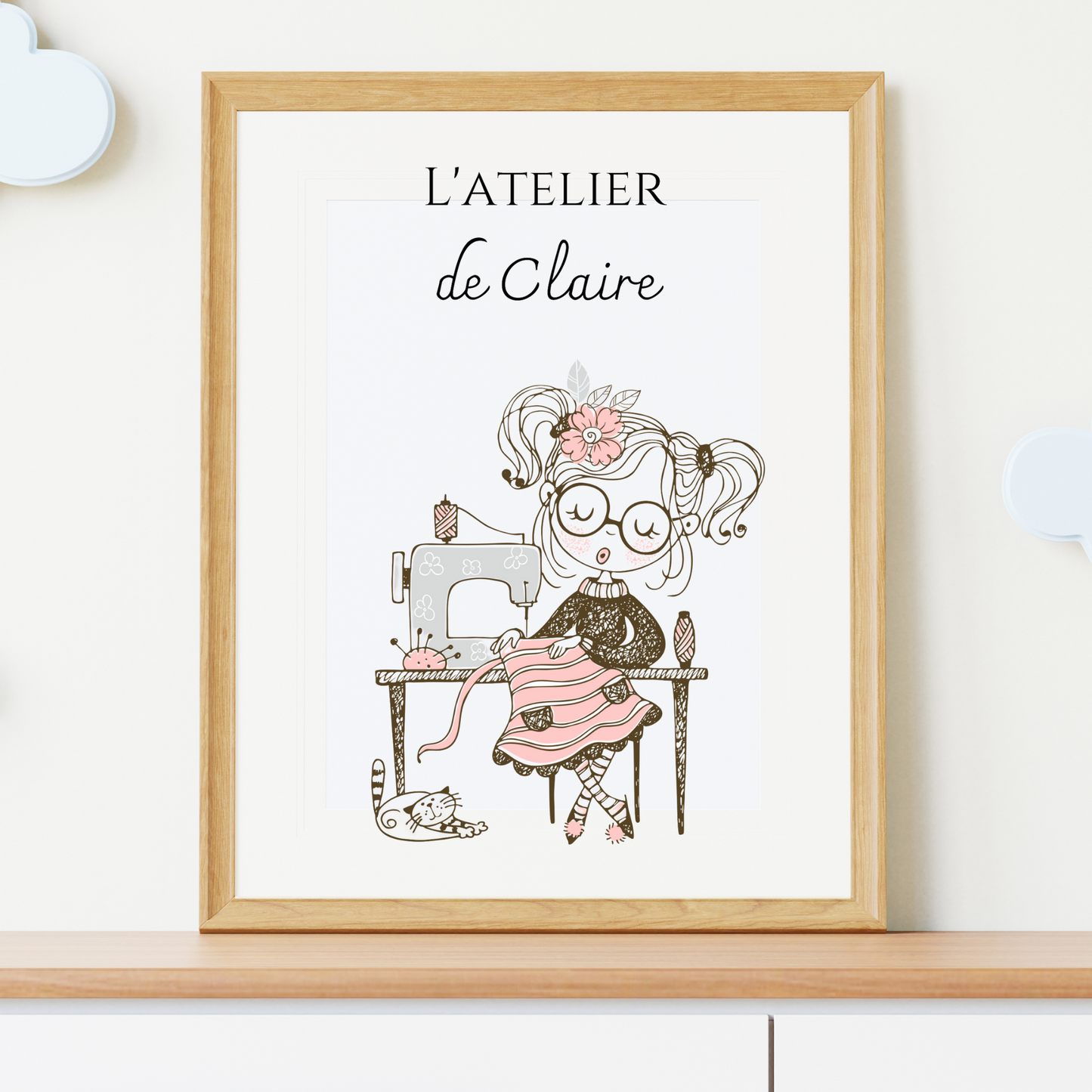 Affiche Atelier de Couture Personnalisée - Affiche couturière personnalisée - cadeau pour couturière par Le Temps des Paillettes - Le Temps des Paillettes