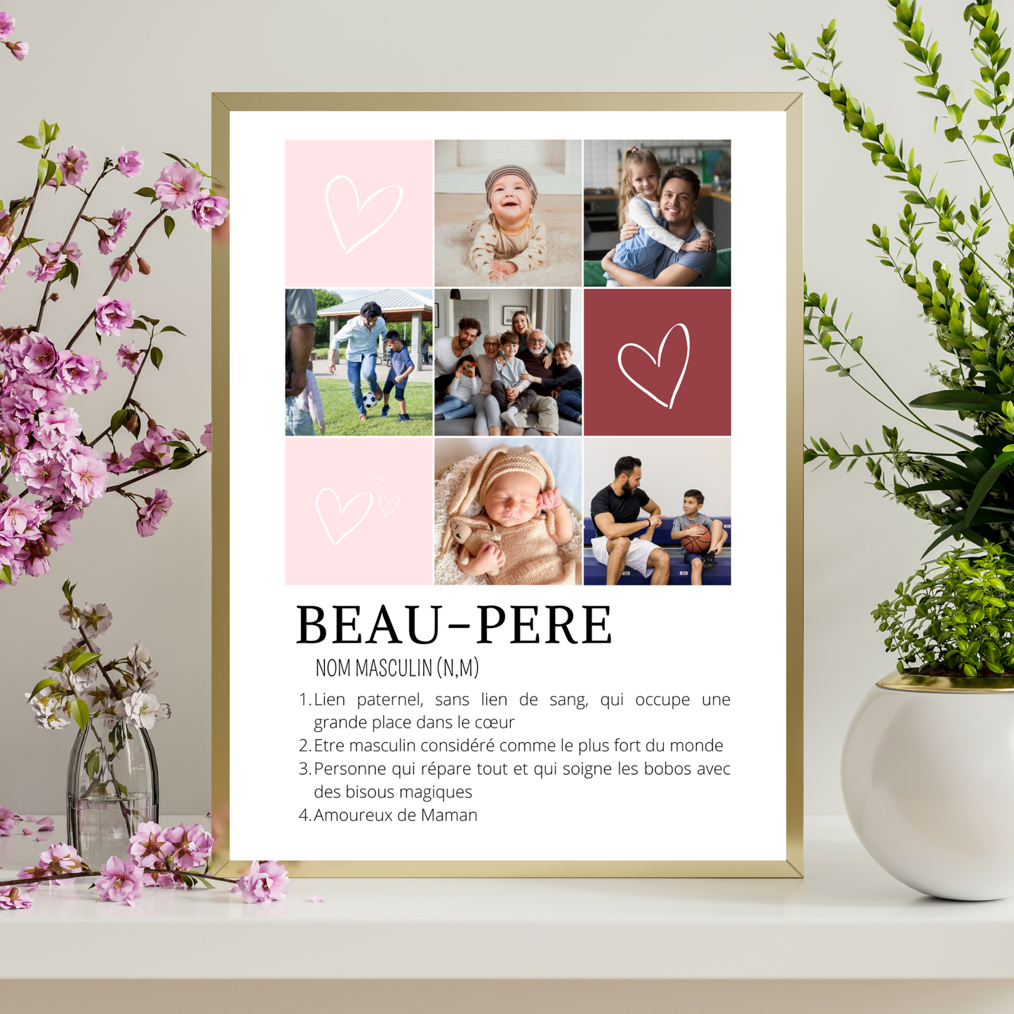 Affiche beau-père personnalisée photos - cadre photo beau-père par Le Temps des Paillettes - Le Temps des Paillettes