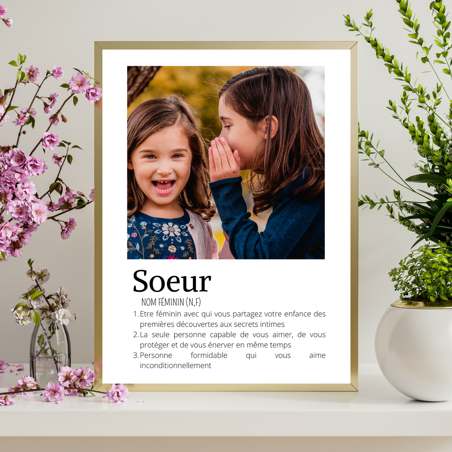 Affiche soeurs personnalisée photos - cadeau personnalisée soeurs par Le Temps des Paillettes - Le Temps des Paillettes