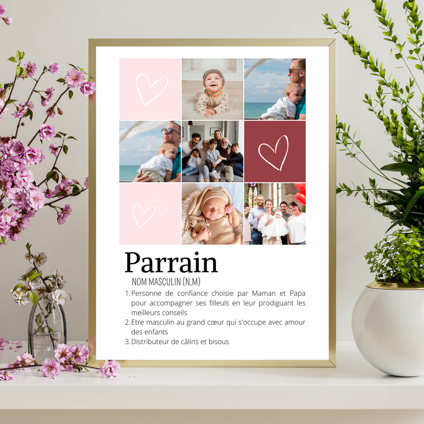 Affiche parrain personnalisée photos - cadeau personnalisé parrain par Le Temps des Paillettes - Le Temps des Paillettes