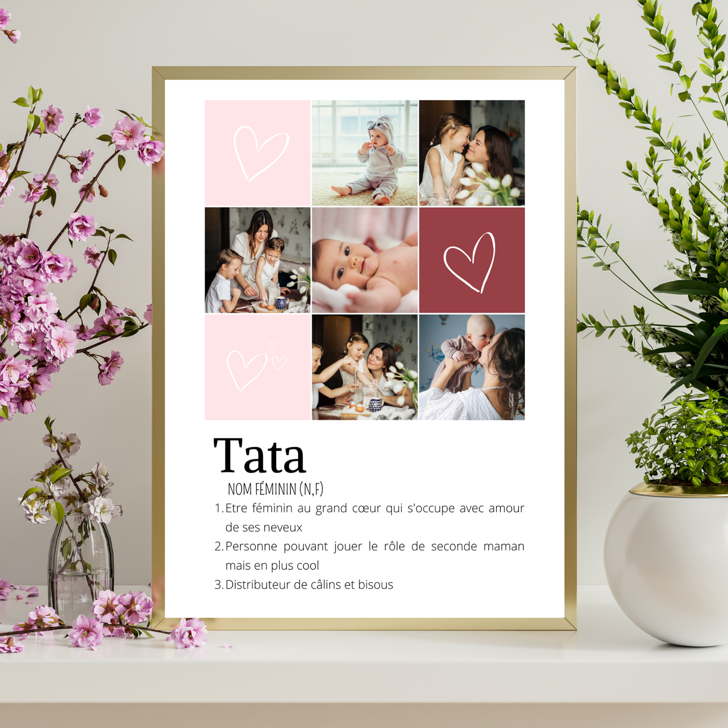 Affiche tata personnalisée photos - cadeau personnalisé tata par Le Temps des Paillettes - Le Temps des Paillettes