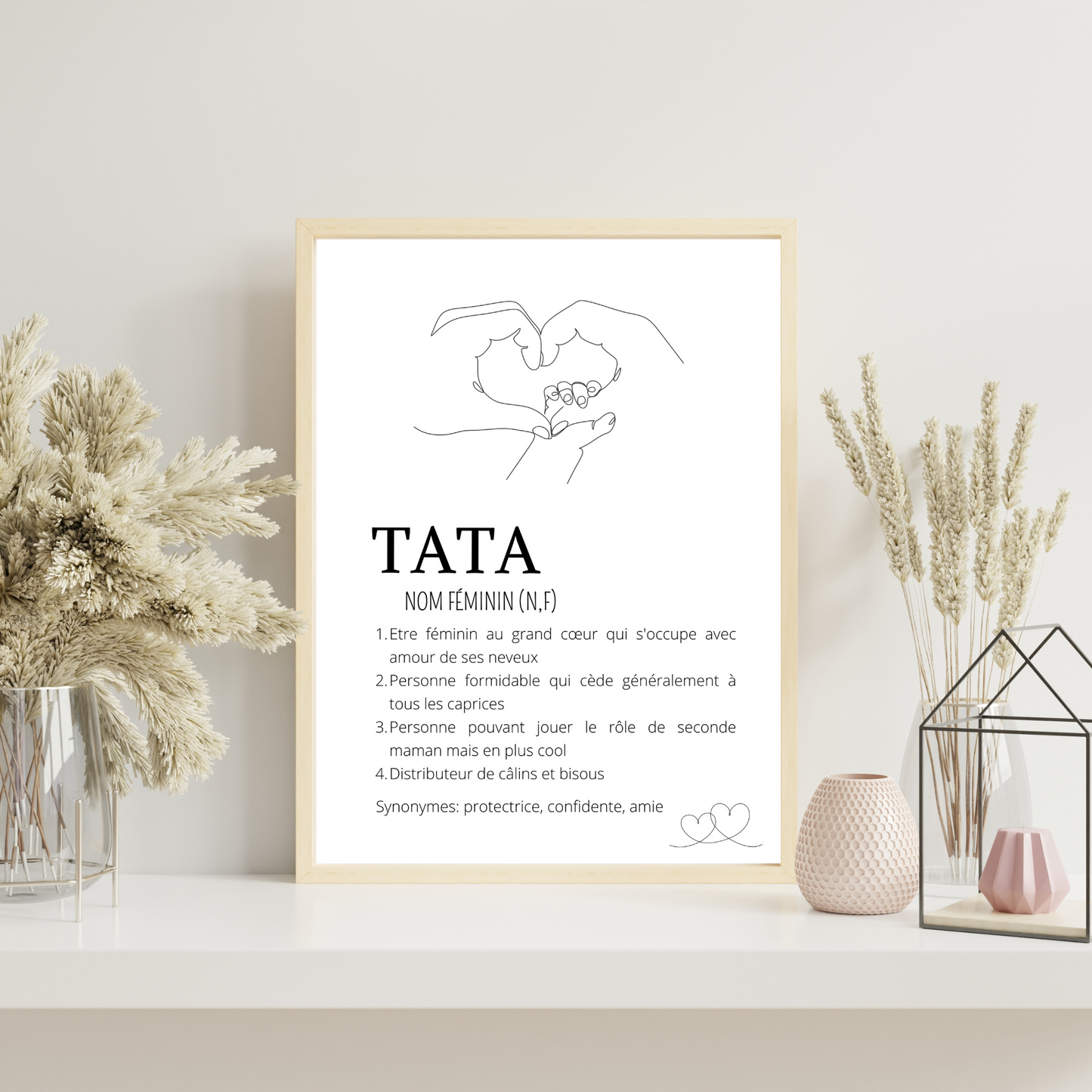 Affiche Définition tata - Cadre tata single line - Cadeau pour super tata par Le Temps des Paillettes - Le Temps des Paillettes