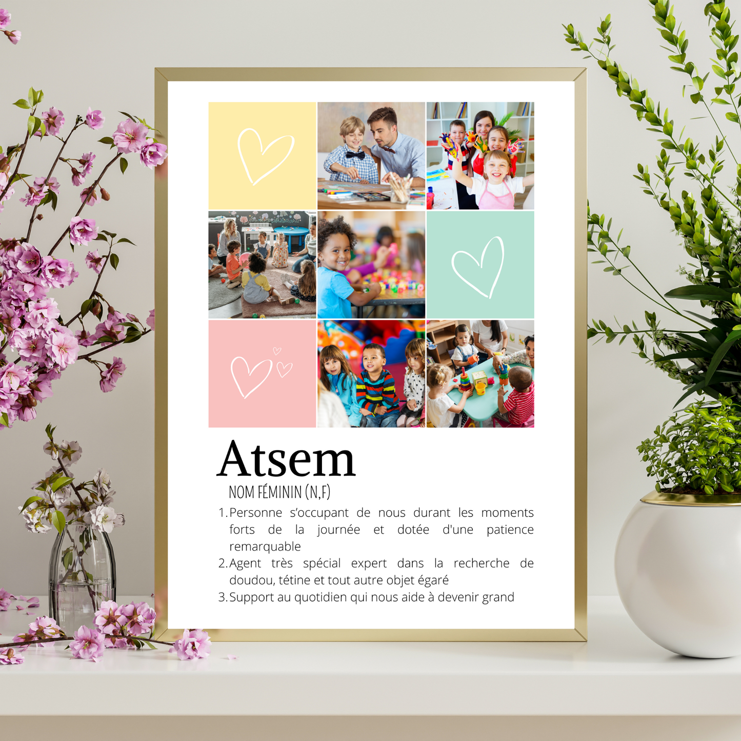 Affiche ATSEM personnalisée photos - cadeau personnalisée ATSEM par Le Temps des Paillettes - Le Temps des Paillettes
