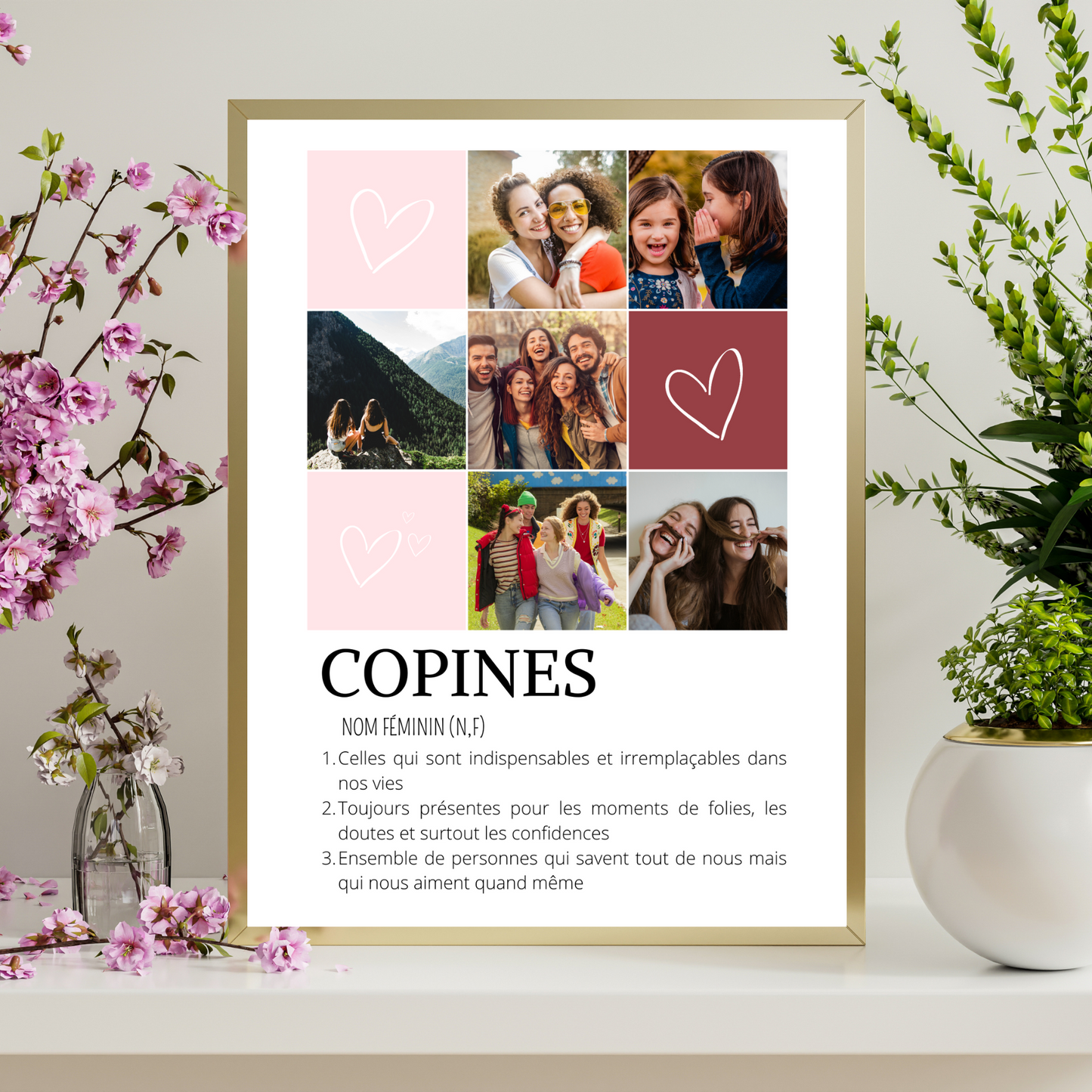 Affiche copines personnalisée photos - cadeau personnalisée BFF Meilleures amies par Le Temps des Paillettes - Le Temps des Paillettes