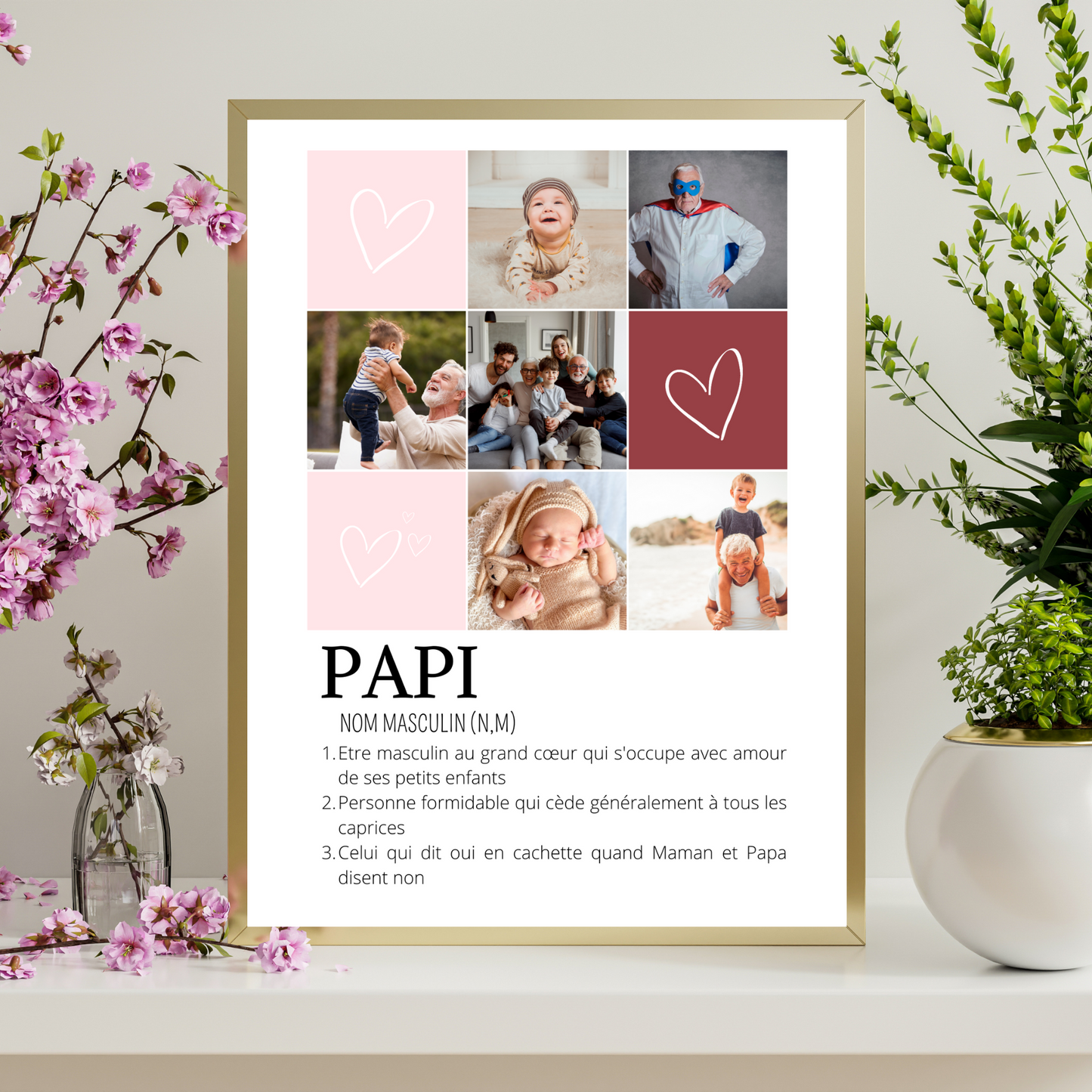 Affiche papi personnalisée photos - cadeau personnalisé papi par Le Temps des Paillettes - Le Temps des Paillettes