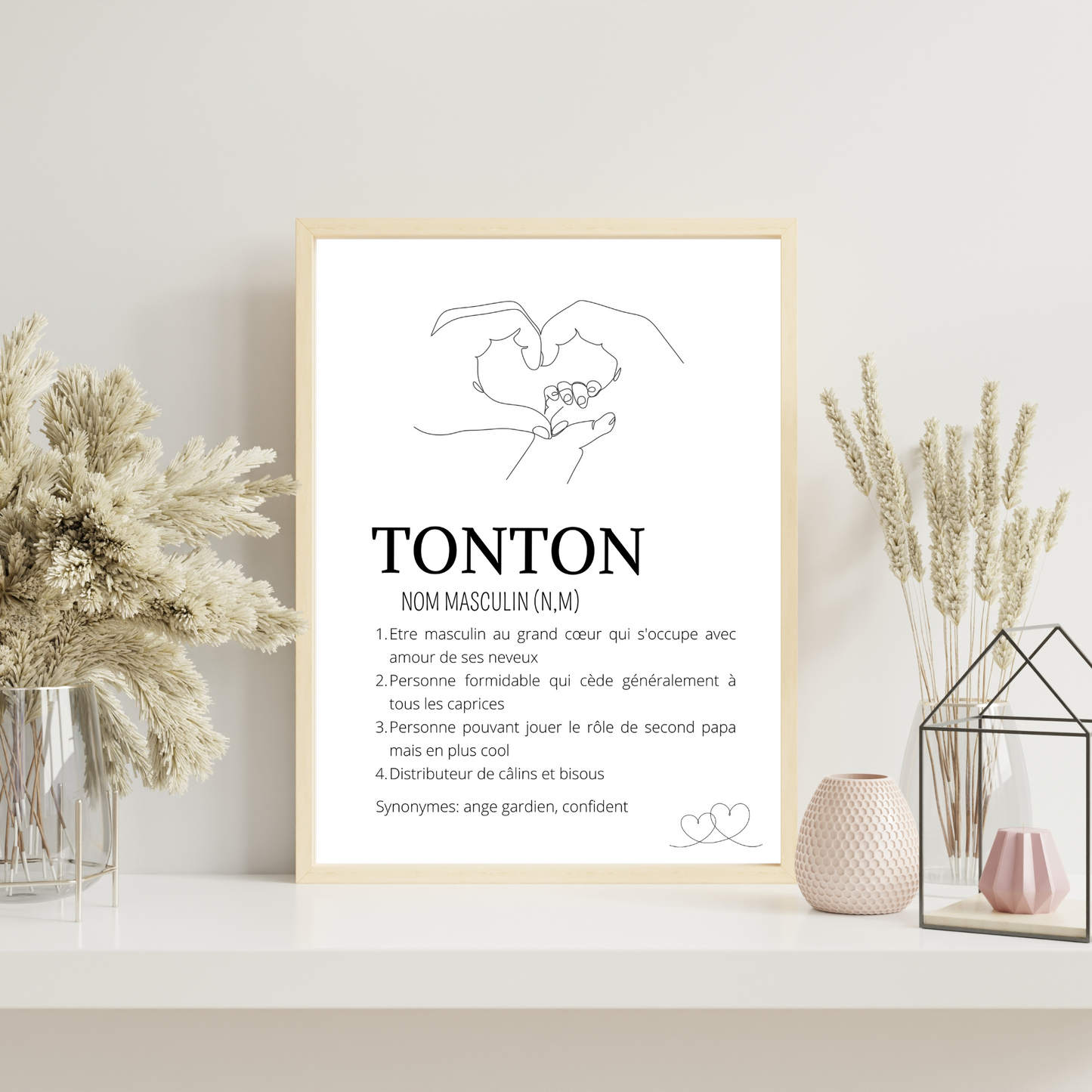 Affiche définition tonton single line - cadeau pour tonton par Le Temps des Paillettes - Le Temps des Paillettes
