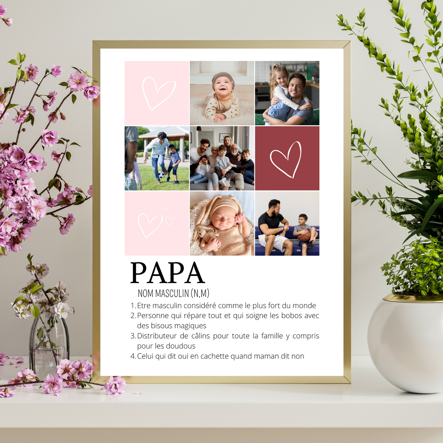 Affiche papa personnalisée photos - cadeau personnalisé papa par Le Temps des Paillettes - Le Temps des Paillettes