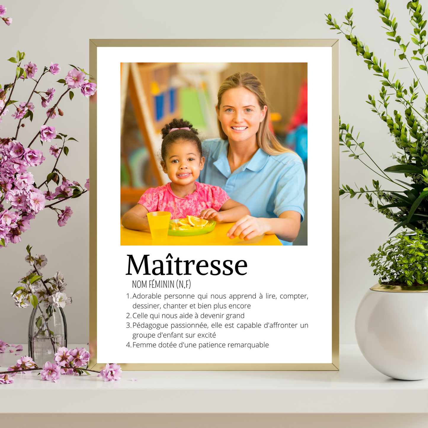 Affiche Maitresse personnalisée photos - cadeau personnalisée Maitresse par Le Temps des Paillettes - Le Temps des Paillettes