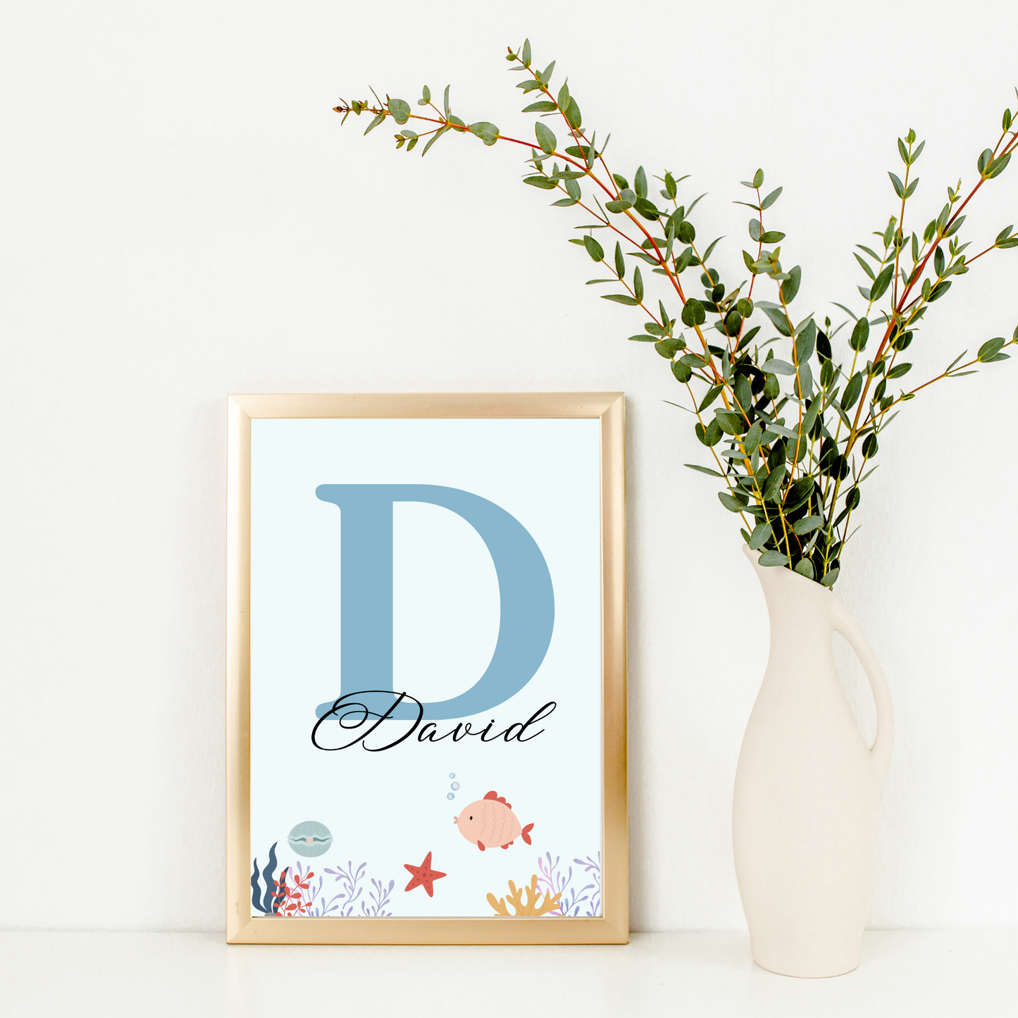 Affiches océan enfant - trio prénom baleine raie - Décoration sous l'océan par Le Temps des Paillettes - Le Temps des Paillettes