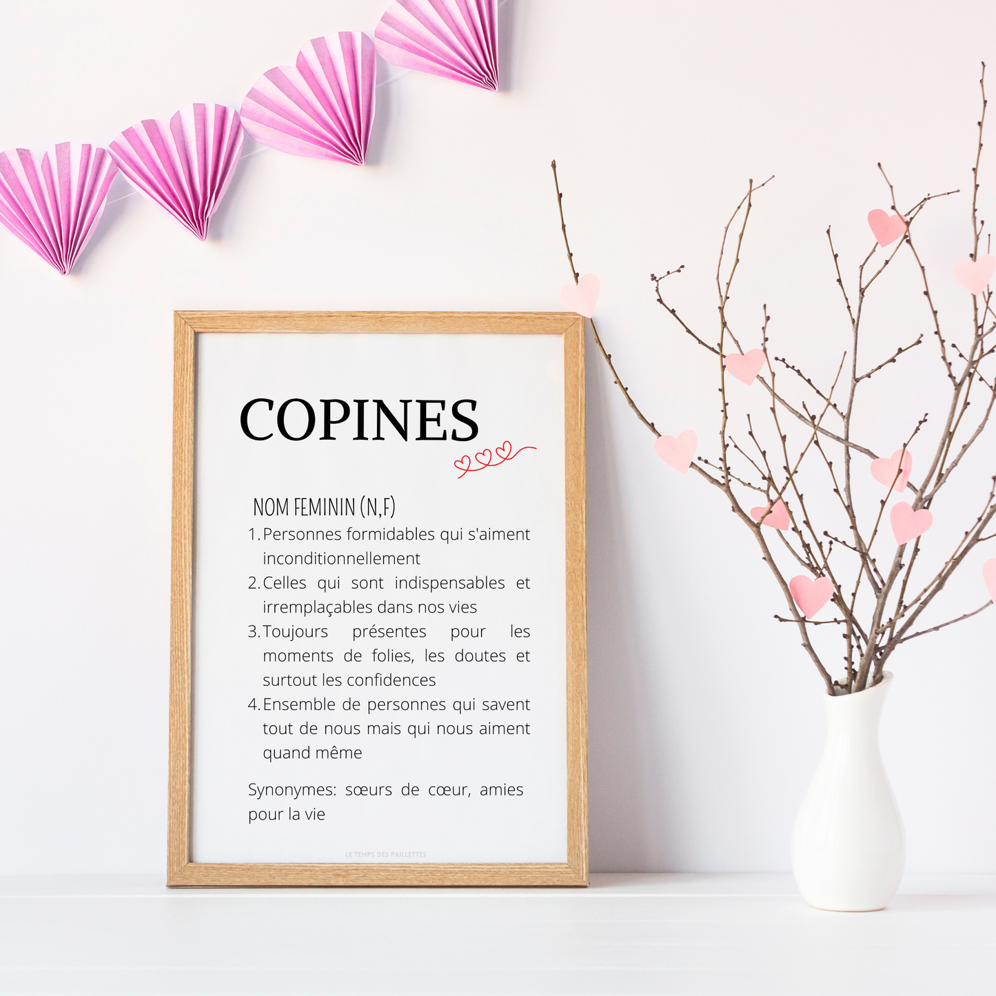 Affiche définition copines - cadeau pour meilleures amies - cadeau minimaliste BFF par Le Temps des Paillettes - Le Temps des Paillettes