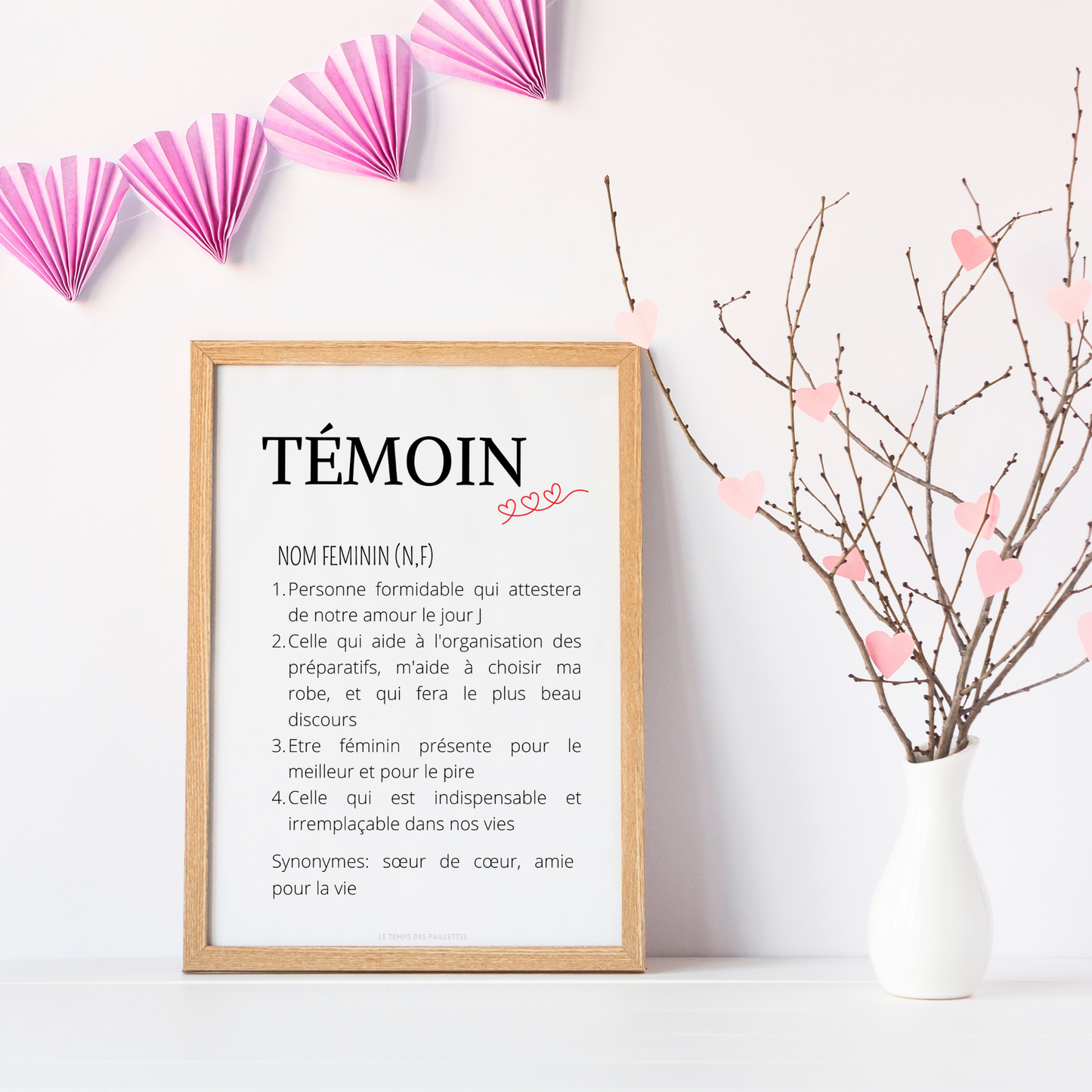 Affiche définition témoin - cadeau pour témoin - cadeau personnalisé témoin par Le Temps des Paillettes - Le Temps des Paillettes