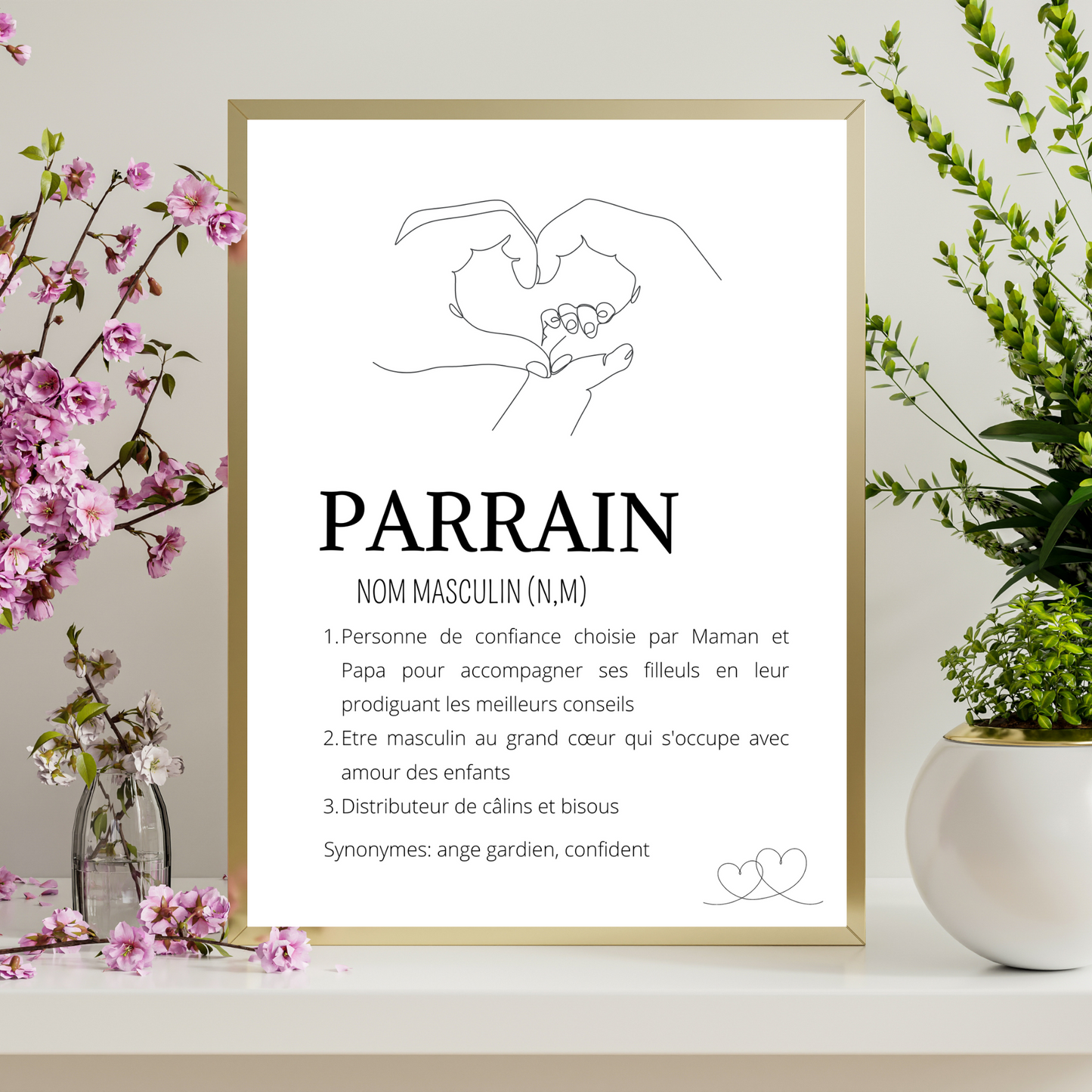 Affiche définition parrain - cadeau pour parrain - décoration single line par Le Temps des Paillettes - Le Temps des Paillettes