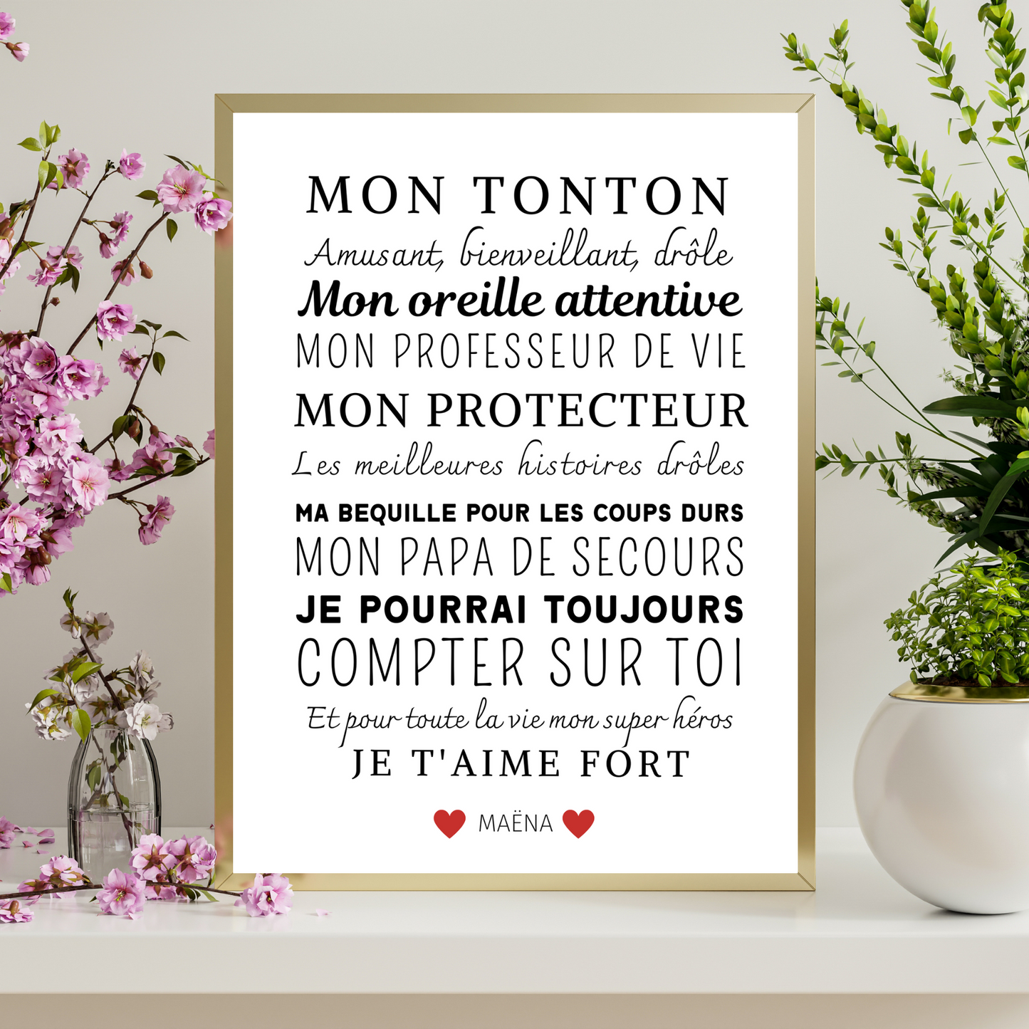Affiche tonton personnalisée - cadeau personnalisé tonton par Le Temps des Paillettes - Le Temps des Paillettes