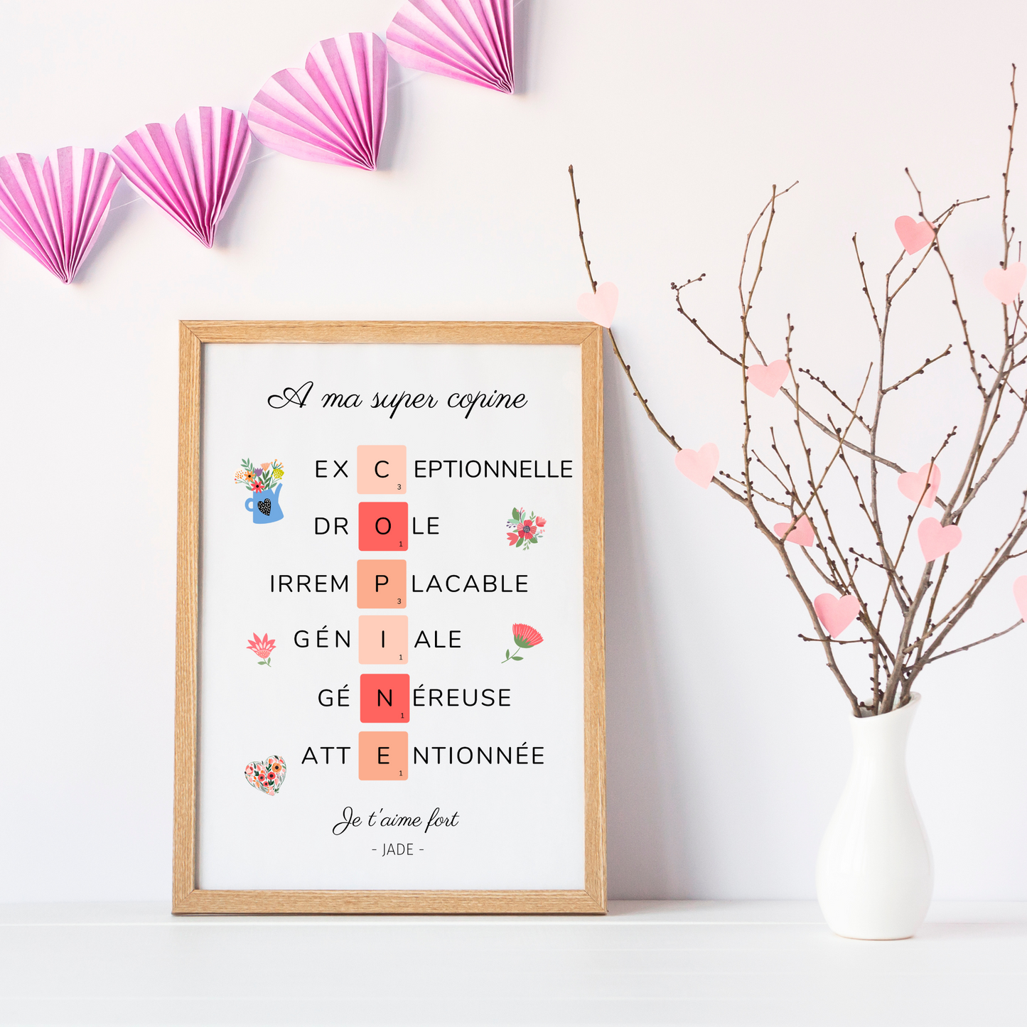 Affiche copine personnalisée - Affiche pour meilleure amie scrabble par Le Temps des Paillettes - Le Temps des Paillettes