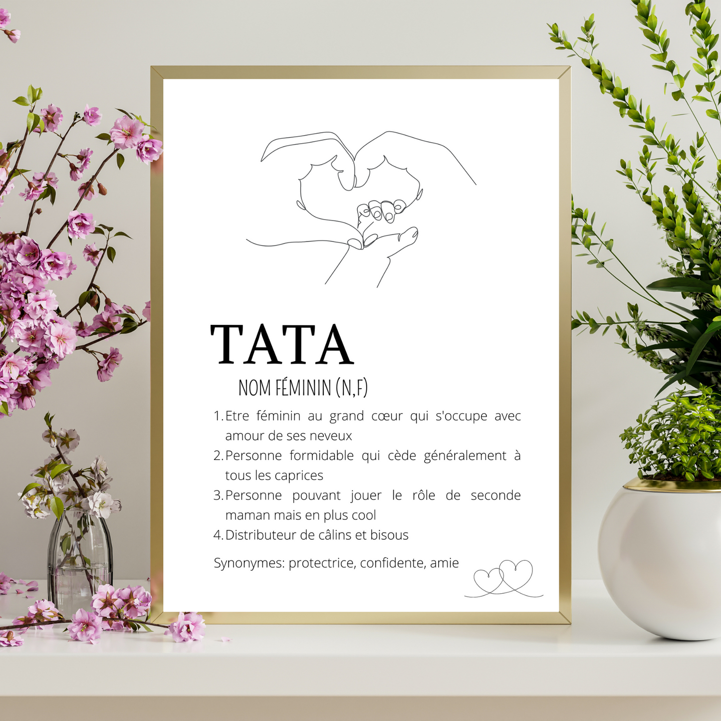 Affiche Définition tata - Cadre tata single line - Cadeau pour super tata par Le Temps des Paillettes - Le Temps des Paillettes