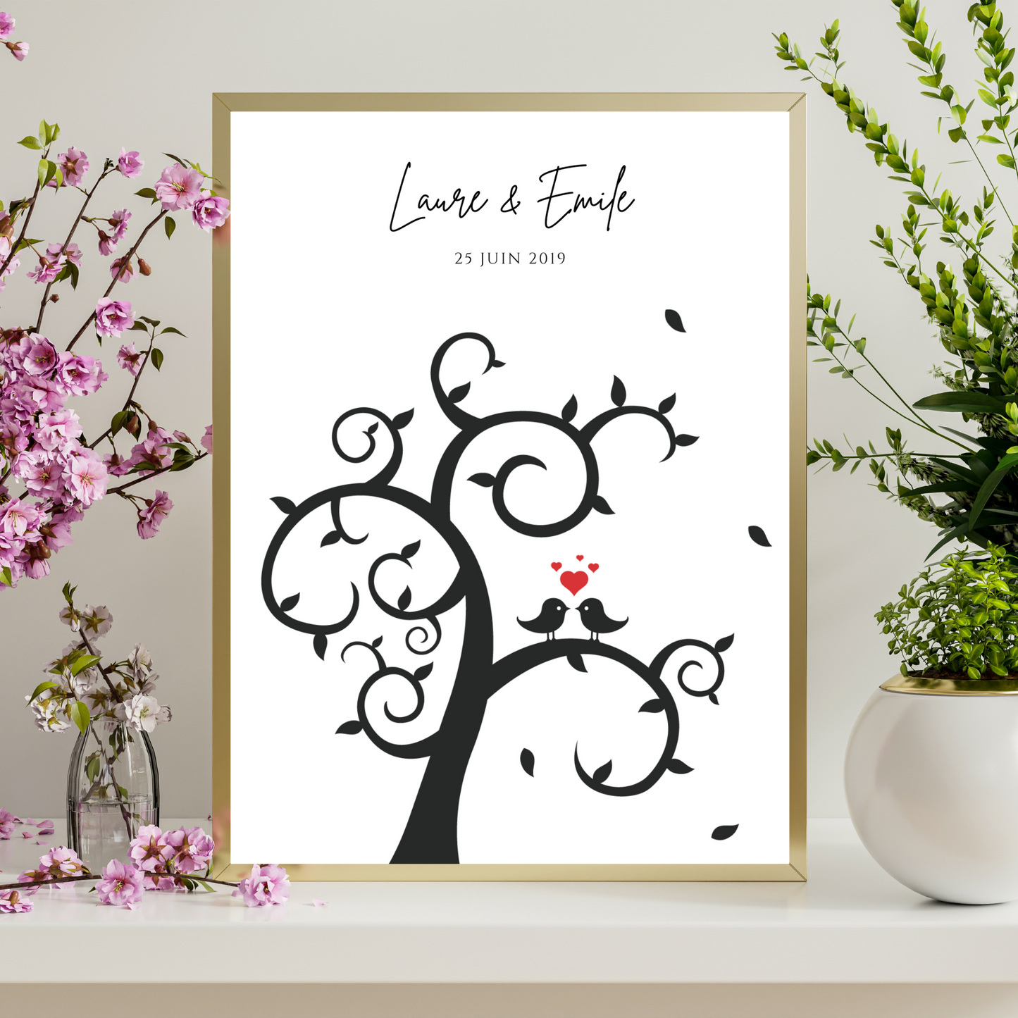 Arbre à empreintes personnalisé mariage / couple - Affiche à imprimer par le Temps des Paillettes - Le Temps des Paillettes