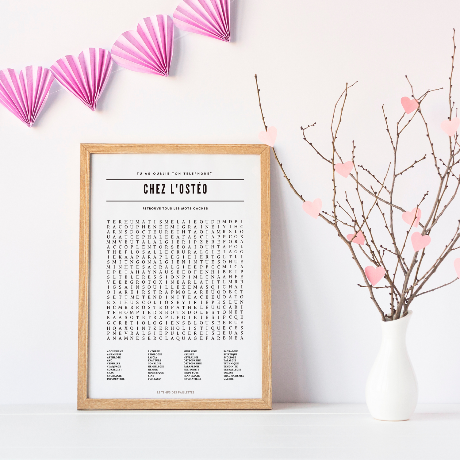 Poster Mots Mêlés Chez l'ostéopathe - Affiche minimalistes Chez le docteur - Affiche salle d'attente  ostéopathe par Le Temps des Paillettes - Le Temps des Paillettes