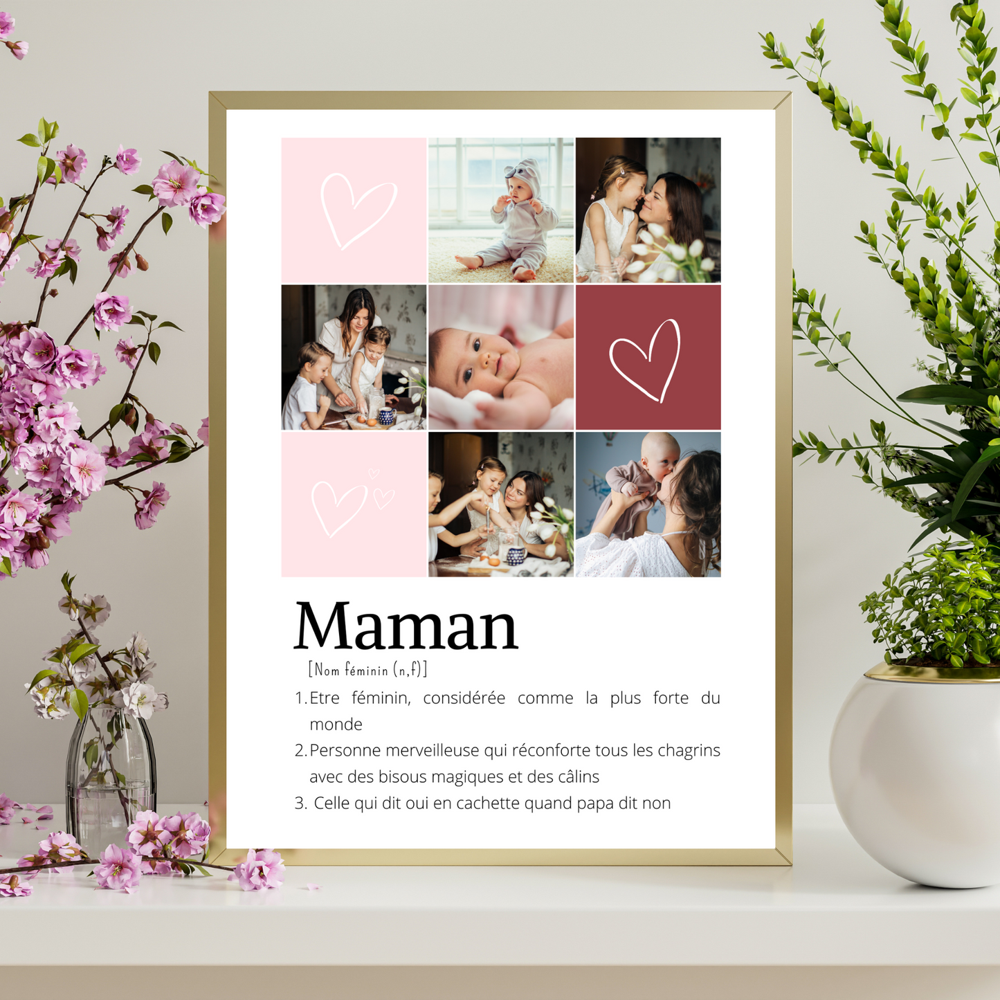 Affiche maman personnalisée photos - cadeau personnalisée fête des mères par Le Temps des Paillettes - Le Temps des Paillettes