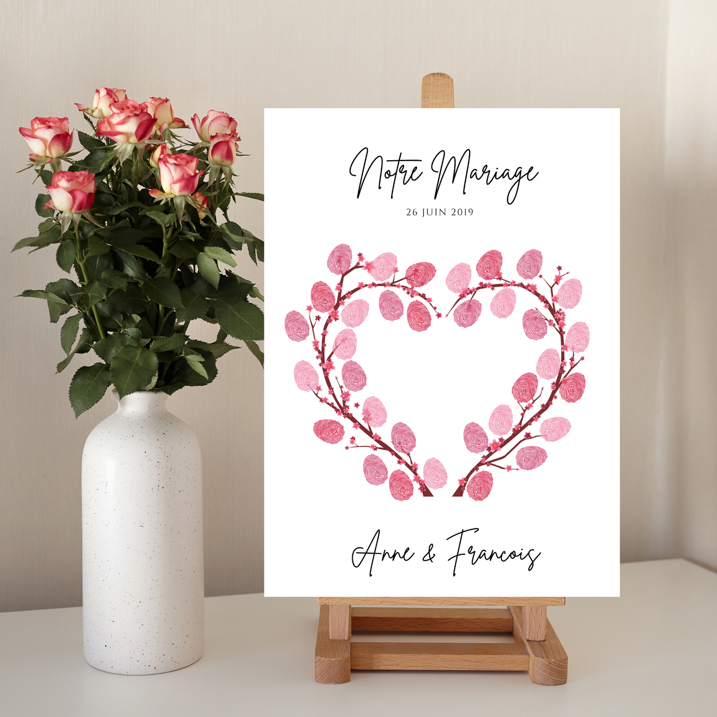 Arbre à empreintes personnalisé mariage / couple - Affiche à imprimer par le Temps des Paillettes - Le Temps des Paillettes