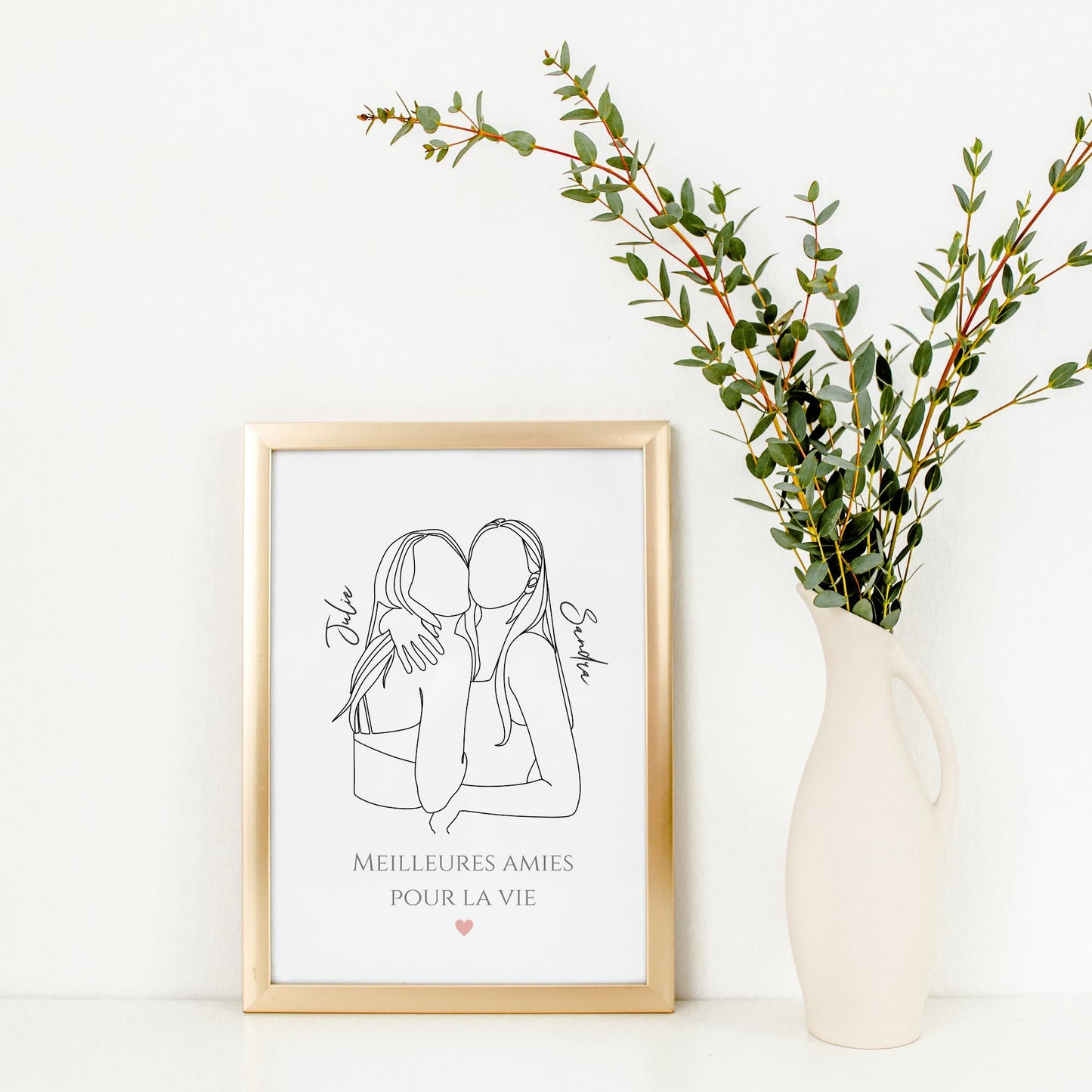 Affiche meilleures amies line art - Cadeau meilleure amie - cadeau anniversaire amie par Le Temps des Paillettes - Le Temps des Paillettes