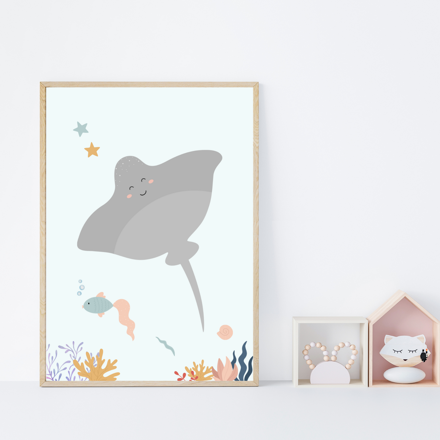 Affiches océan enfant - trio crabe baleine raie - Décoration sous l'océan - Le Temps des Paillettes