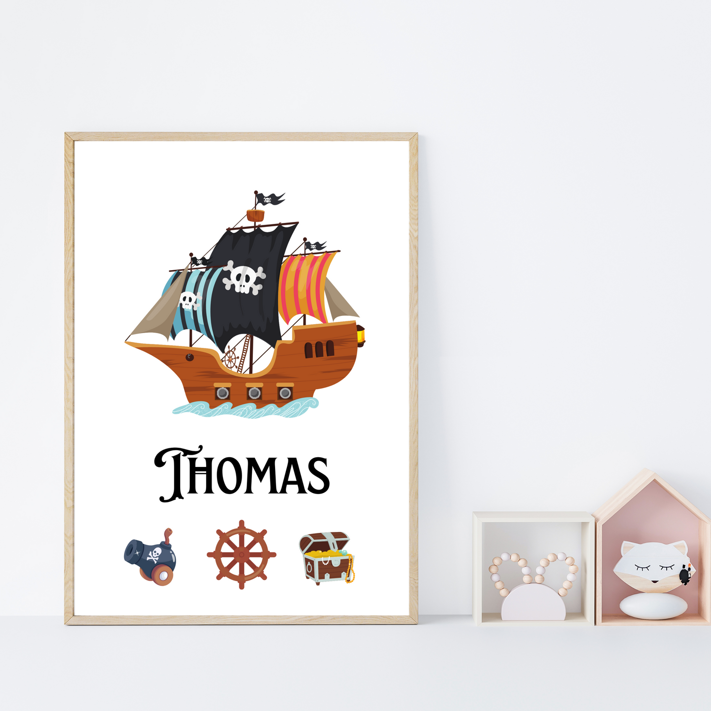 Affiches pirate enfant - trio pirate carte aux trésors prénom - Décoration pirate chambre de bébé par Le Temps des Paillettes - Le Temps des Paillettes