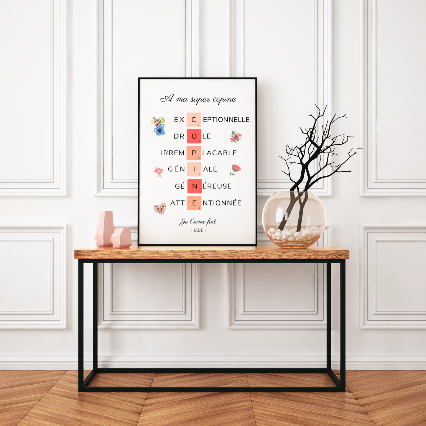 Affiche copine personnalisée - Affiche pour meilleure amie scrabble par Le Temps des Paillettes - Le Temps des Paillettes