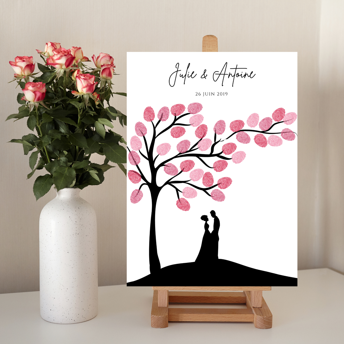 Arbre à empreintes personnalisé mariage / couple - Affiche à imprimer par le Temps des Paillettes - Le Temps des Paillettes
