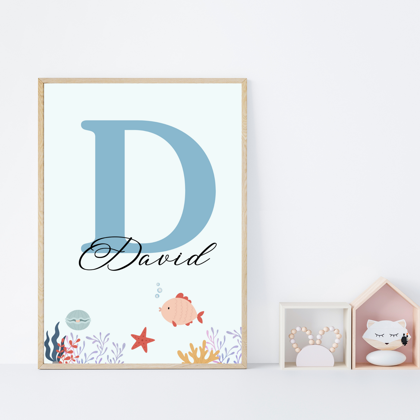 Affiches océan enfant - trio prénom baleine raie - Décoration sous l'océan par Le Temps des Paillettes - Le Temps des Paillettes