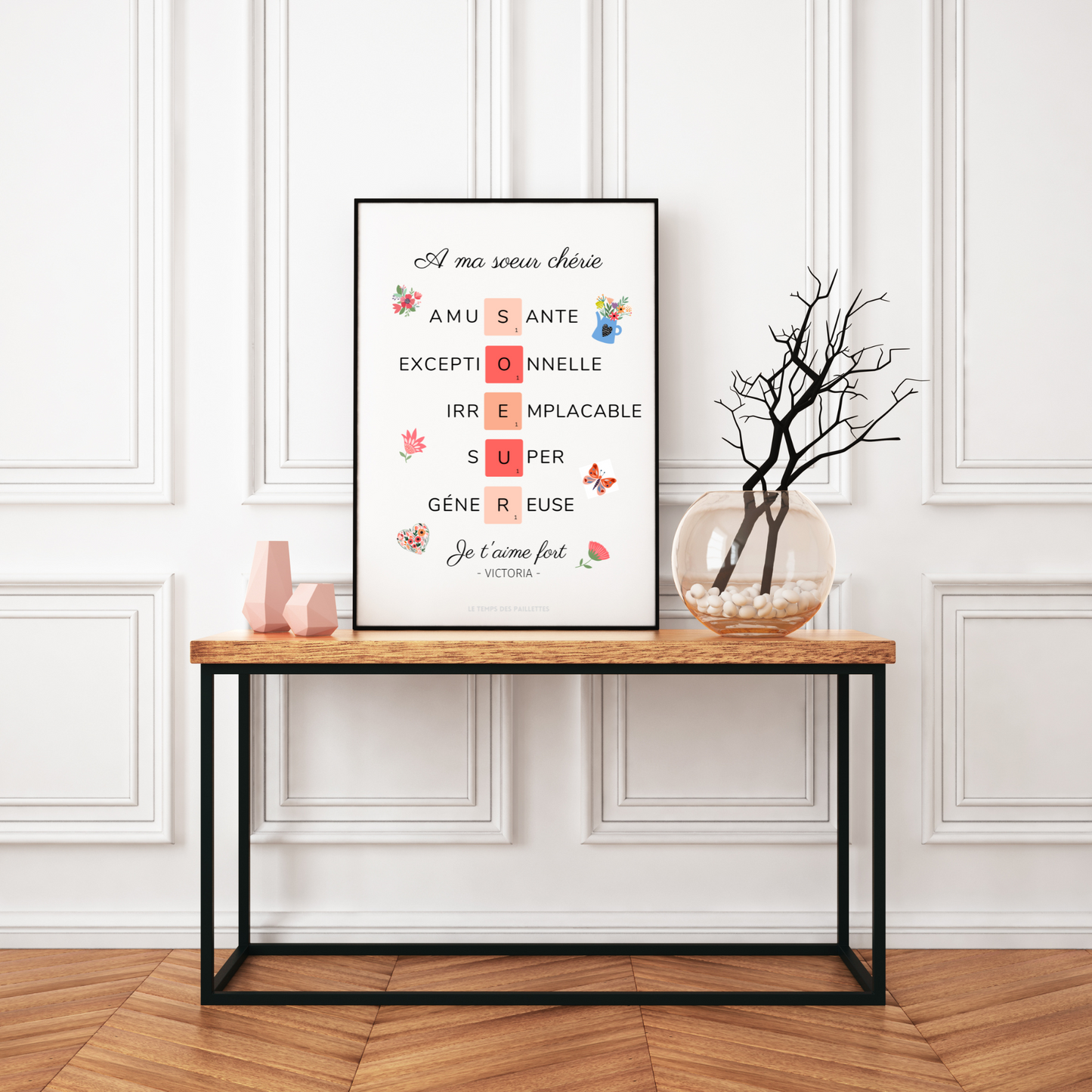 Affiche sœur personnalisée - Affiche sœur scrabble par Le Temps des Paillettes - Le Temps des Paillettes