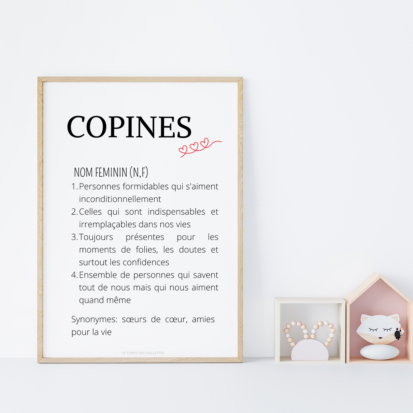 Affiche définition copines - cadeau pour meilleures amies - cadeau minimaliste BFF par Le Temps des Paillettes - Le Temps des Paillettes