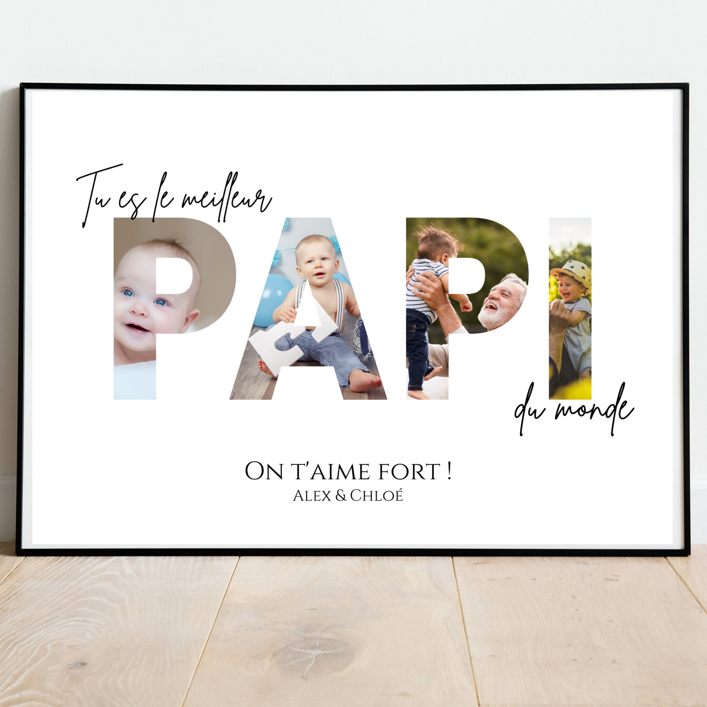 Affiche papi personnalisée photos - cadeau personnalisé papi par Le Temps des Paillettes - Le Temps des Paillettes