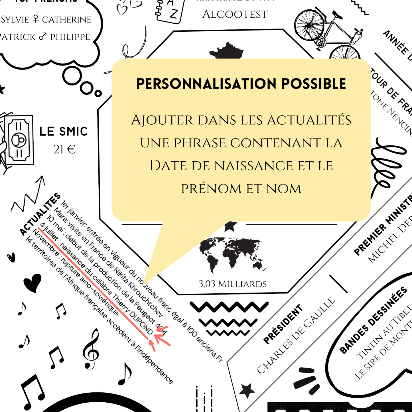 Affiche date de naissance 1978 - Affiche d'anniversaire - Carte année de naissance par Le Temps des Paillettes - Le Temps des Paillettes