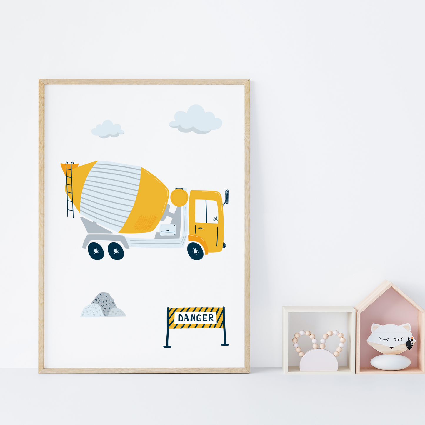 Set 3 affiches Chantier engin camion pelleteuse pour déco chambre enfant par Le Temps des Paillettes - Le Temps des Paillettes
