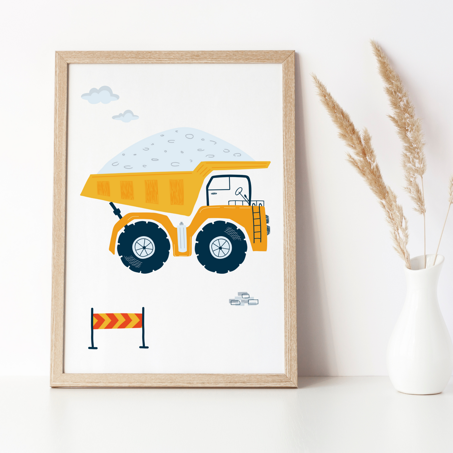 Set 3 affiches Chantier engin camion pelleteuse pour déco chambre enfant par Le Temps des Paillettes - Le Temps des Paillettes