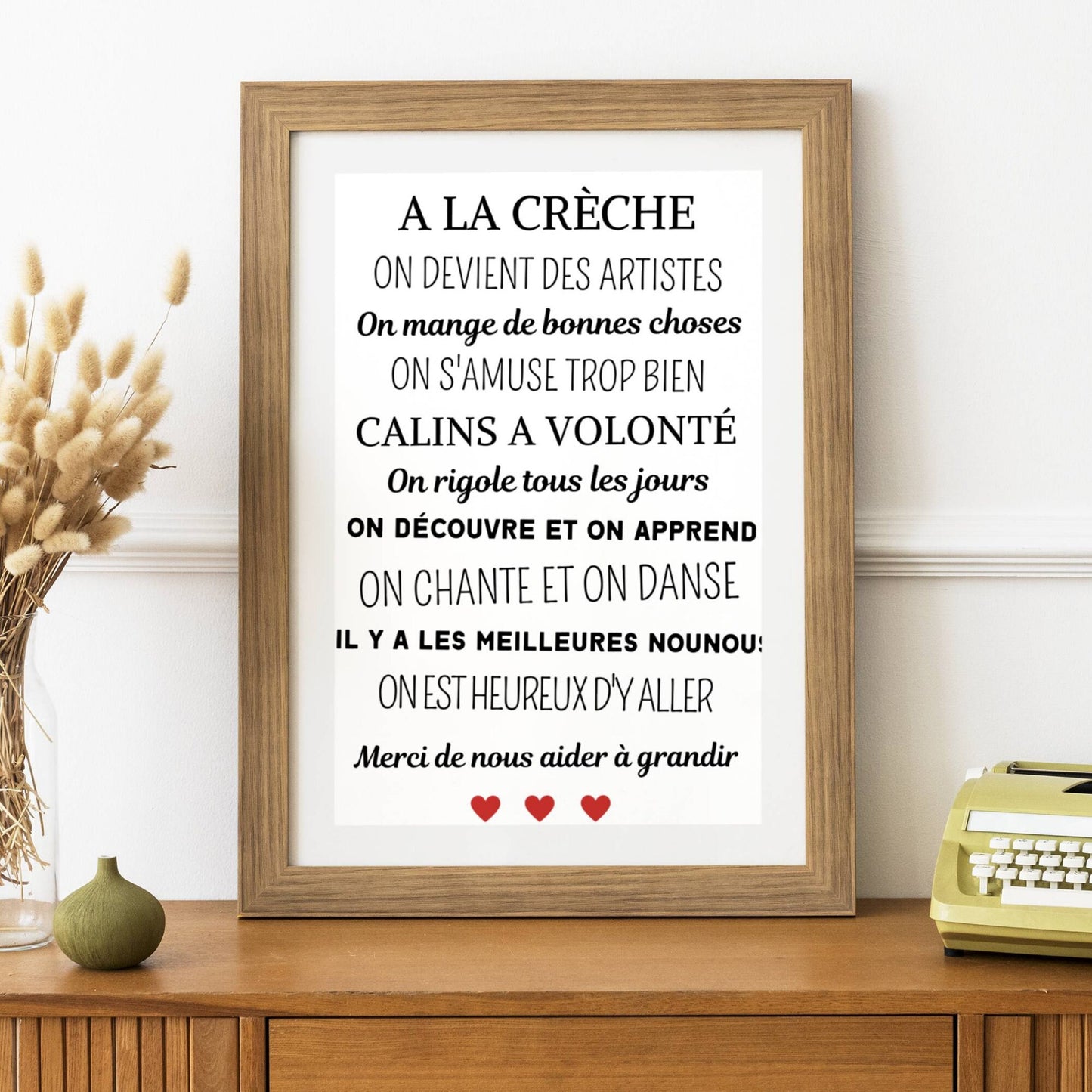 Affiche A la crèche - poster décoration crèche - Cadeau crèche - Merci crèche par Le Temps des Paillettes - Le Temps des Paillettes