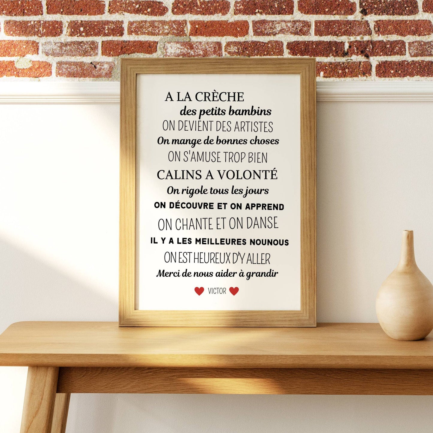 Affiche A la crèche - poster décoration crèche - Cadeau crèche - Merci crèche par Le Temps des Paillettes - Le Temps des Paillettes