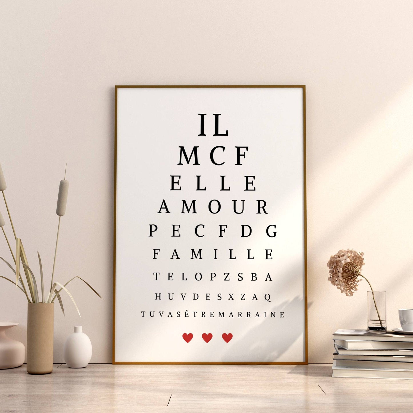 Affiche annonce grossesse Test de vue - Message test d'acuité - "bébé est en route" par Le Temps des Paillettes - Le Temps des Paillettes