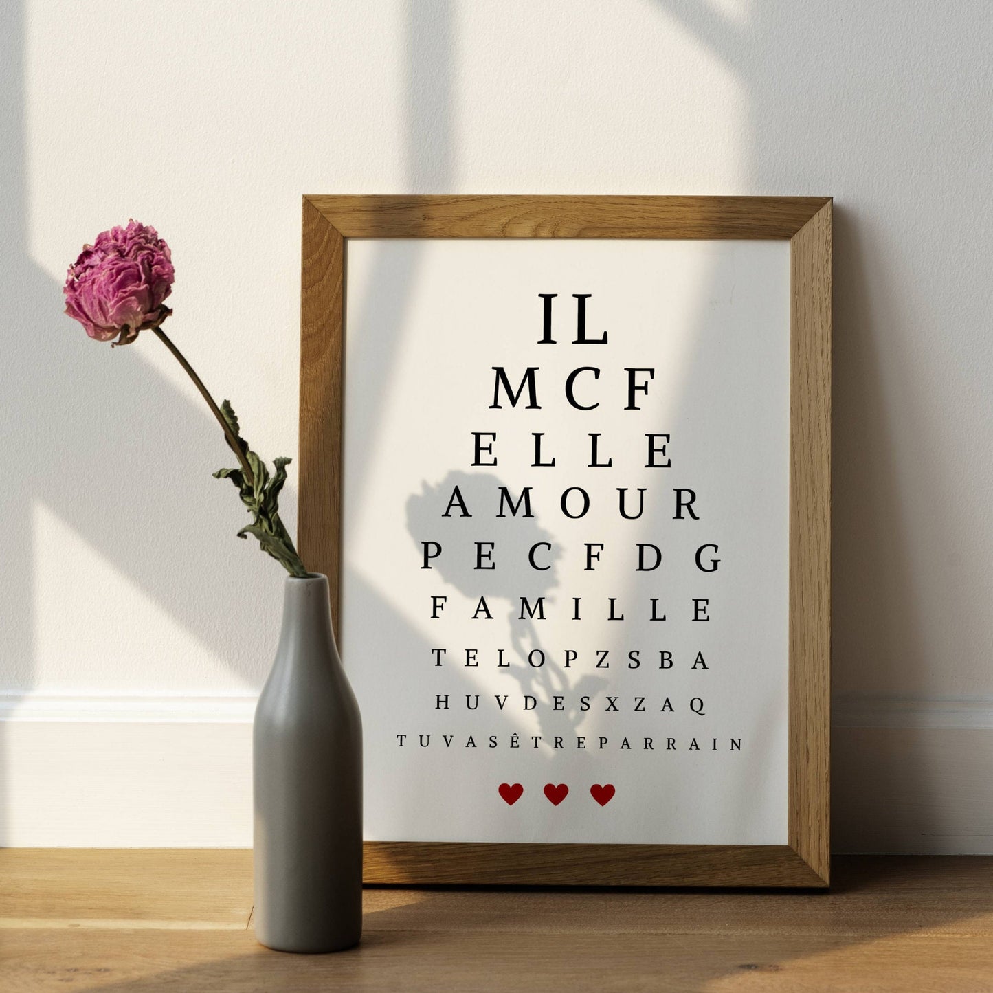 Affiche annonce grossesse Test de vue - Message test d'acuité - "bébé est en route" par Le Temps des Paillettes - Le Temps des Paillettes