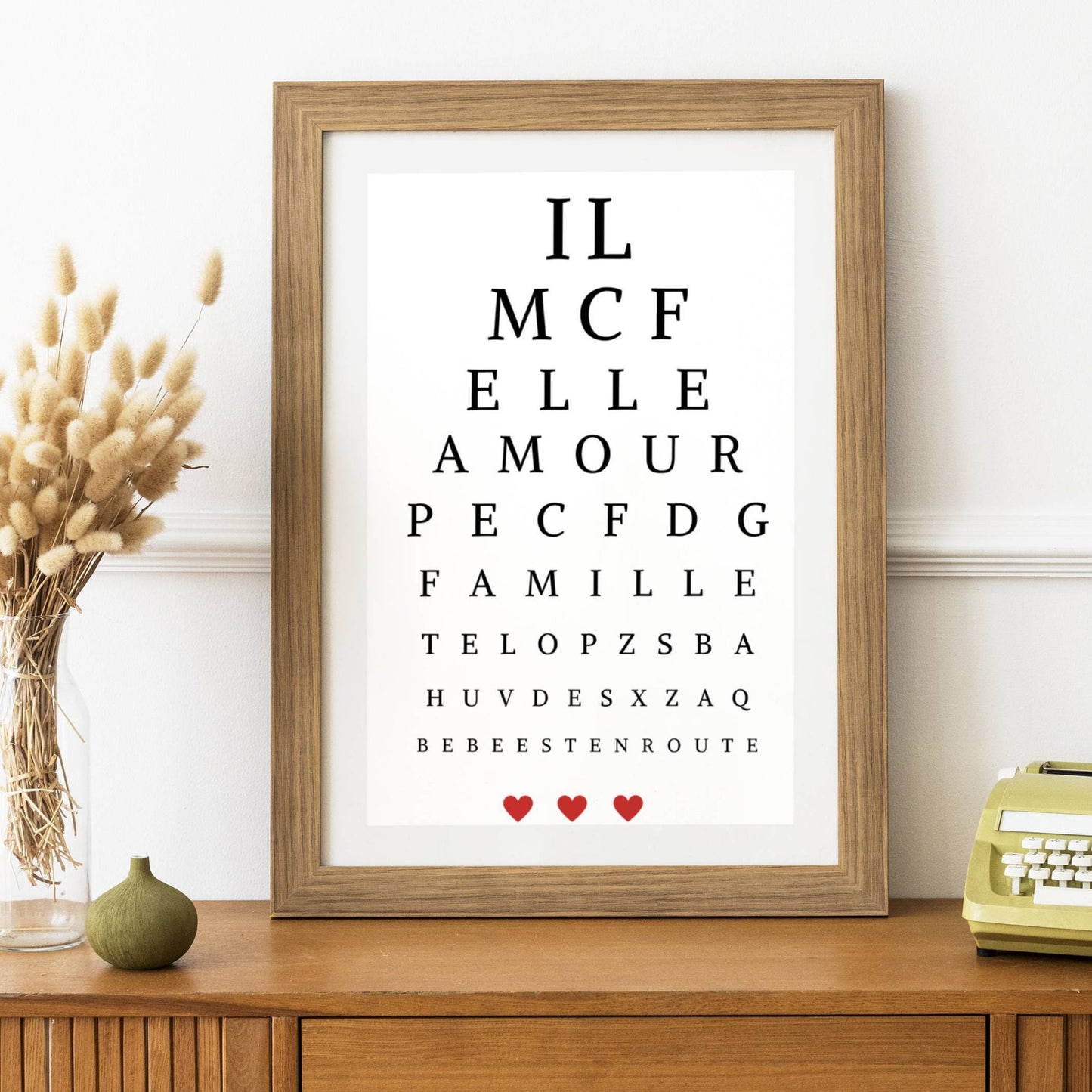 Affiche annonce grossesse Test de vue - Message test d'acuité - "bébé est en route" par Le Temps des Paillettes - Le Temps des Paillettes