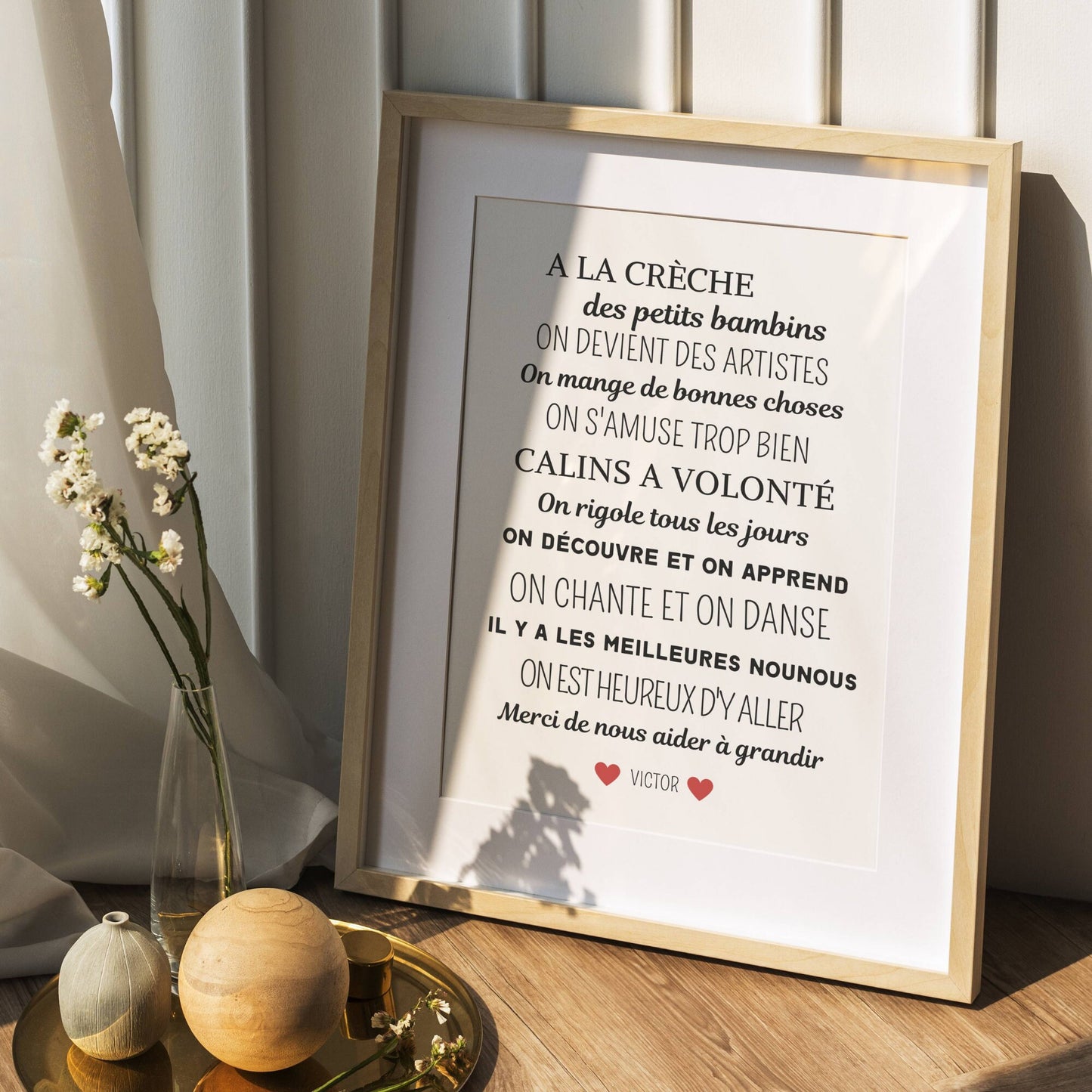 Affiche A la crèche - poster décoration crèche - Cadeau crèche - Merci crèche par Le Temps des Paillettes - Le Temps des Paillettes