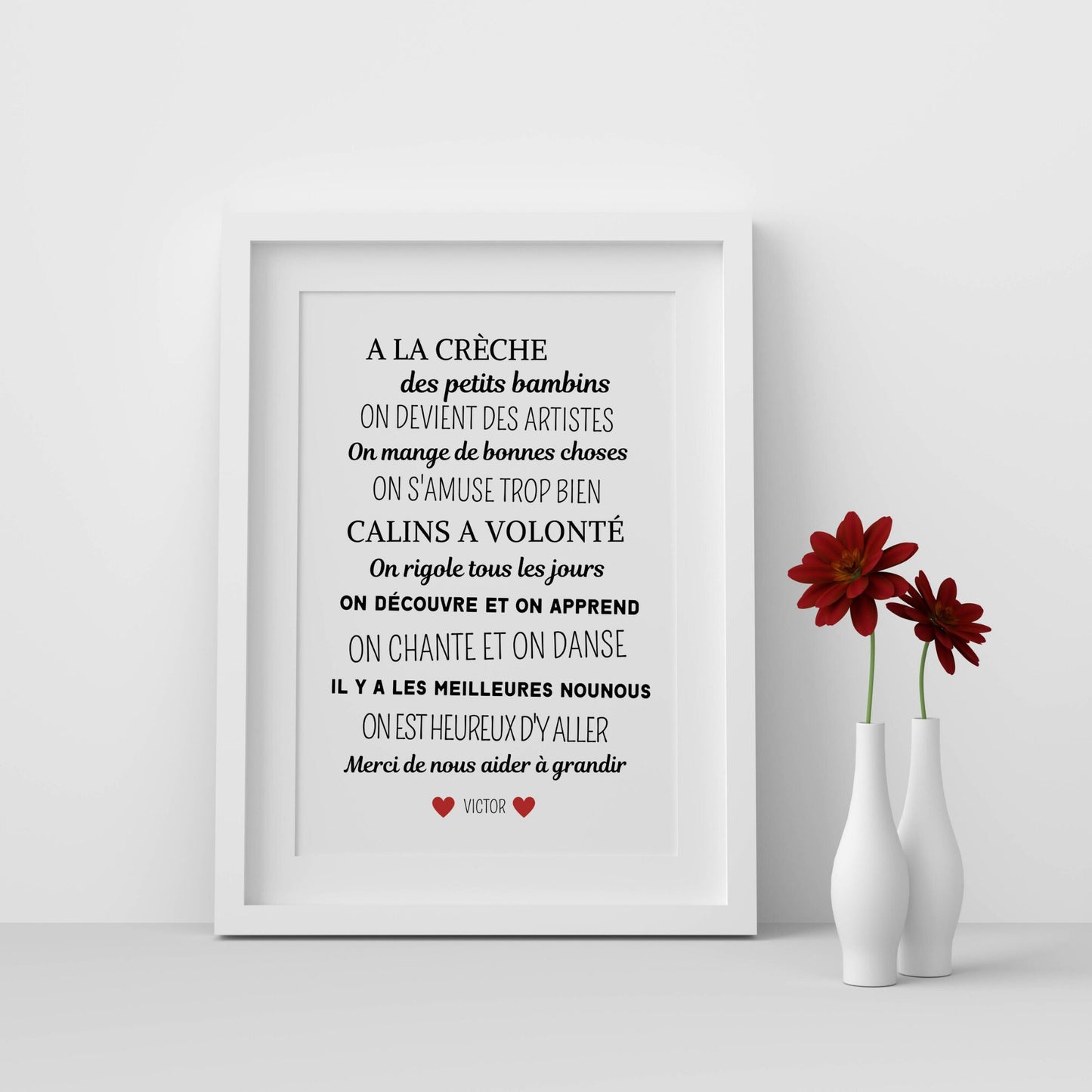 Affiche A la crèche - poster décoration crèche - Cadeau crèche - Merci crèche par Le Temps des Paillettes - Le Temps des Paillettes