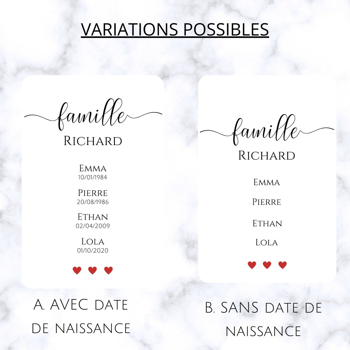 Affiche nom de famille personnalisé - Affiche famille personnalisée - Poster portrait de famille par Le Temps des Paillettes - Le Temps des Paillettes