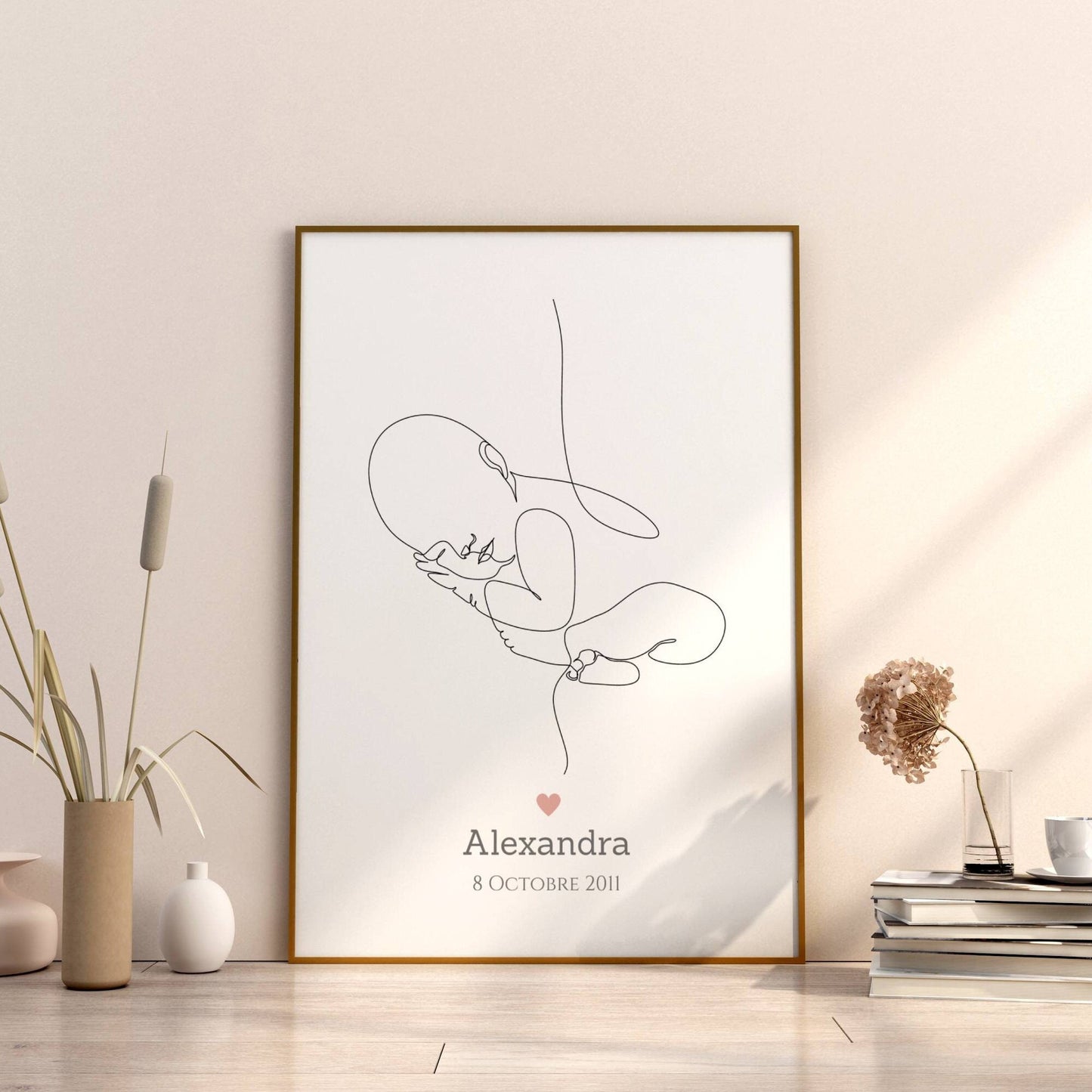 Affiche naissance minimaliste - affiche naissance bébé single line par Le Temps des Paillettes - Le Temps des Paillettes