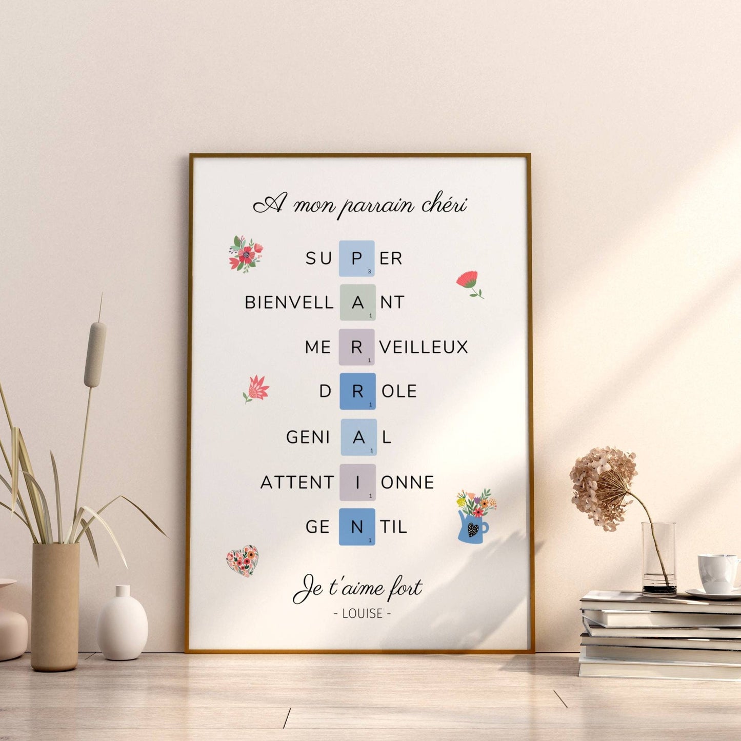 Affiche parrain personnalisée - Affiche parrain définition - affiche qualité parrain - cadeau parrain par Le Temps des Paillettes - Le Temps des Paillettes