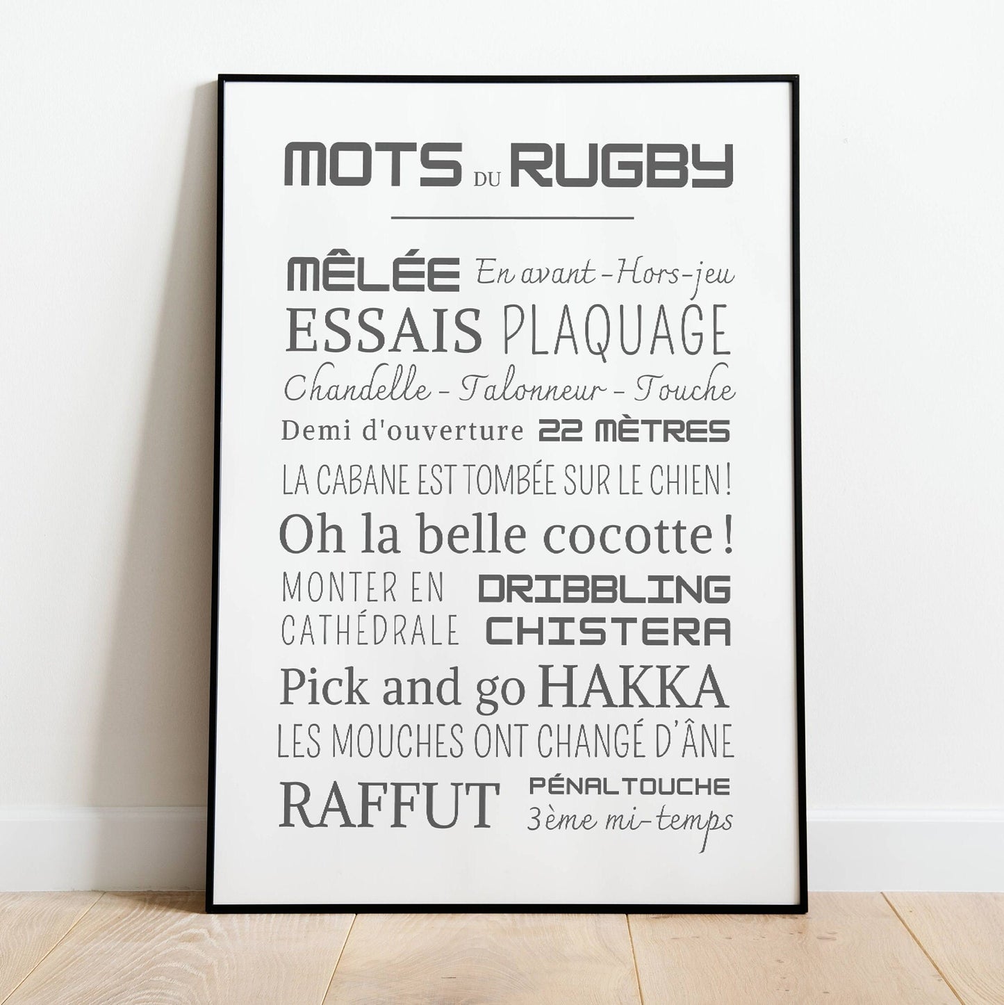Affiche rugby - Affiche mots et expressions du rugby - Poster sport par Le Temps des Paillettes - Le Temps des Paillettes