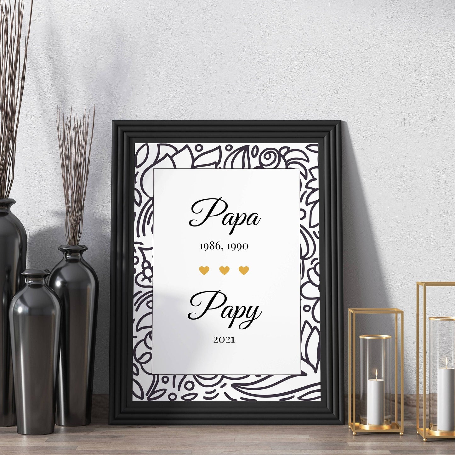 Affiche papy personnalisée - cadeau noël famille personnalisé - Poster papi personnalisé par Le Temps des Paillettes - Le Temps des Paillettes